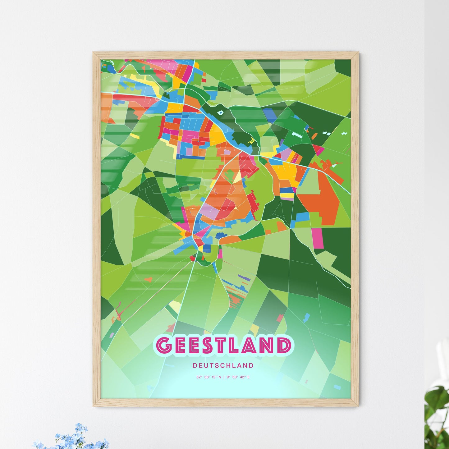 Colorful GEESTLAND GERMANY Fine Art Map Crazy Colors