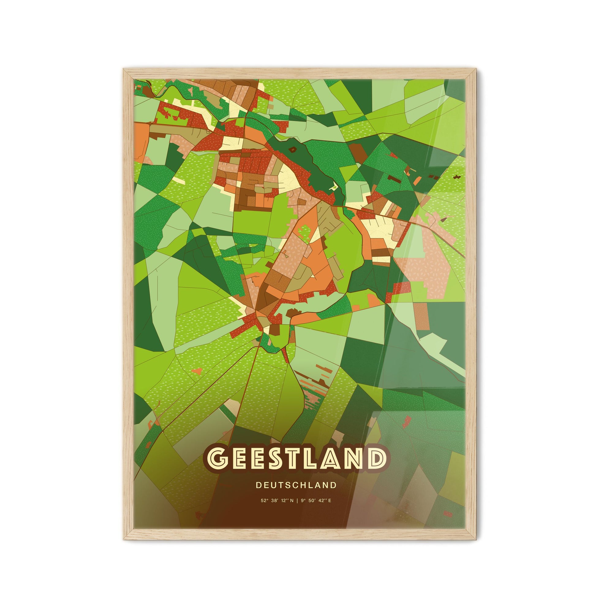 Colorful GEESTLAND GERMANY Fine Art Map Farmhouse