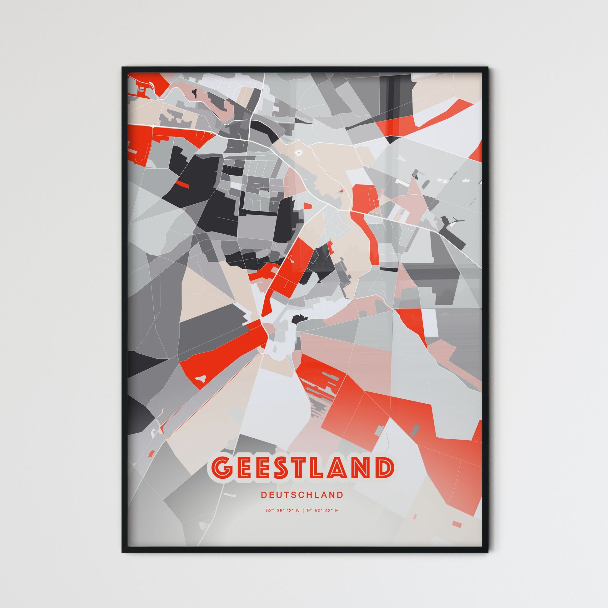 Colorful GEESTLAND GERMANY Fine Art Map Modern