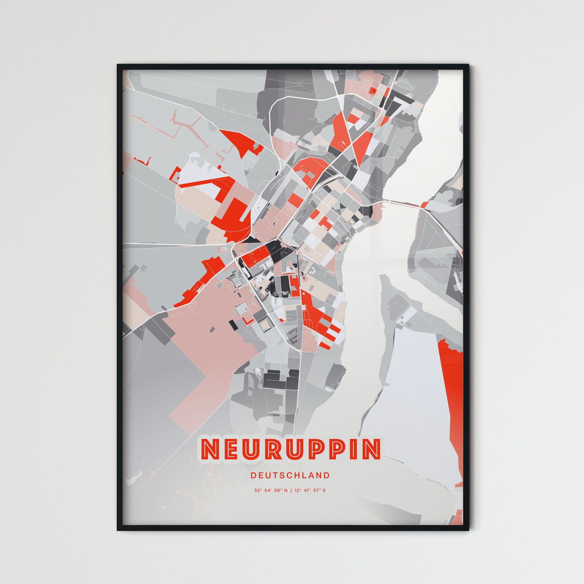 Colorful NEURUPPIN GERMANY Fine Art Map Modern