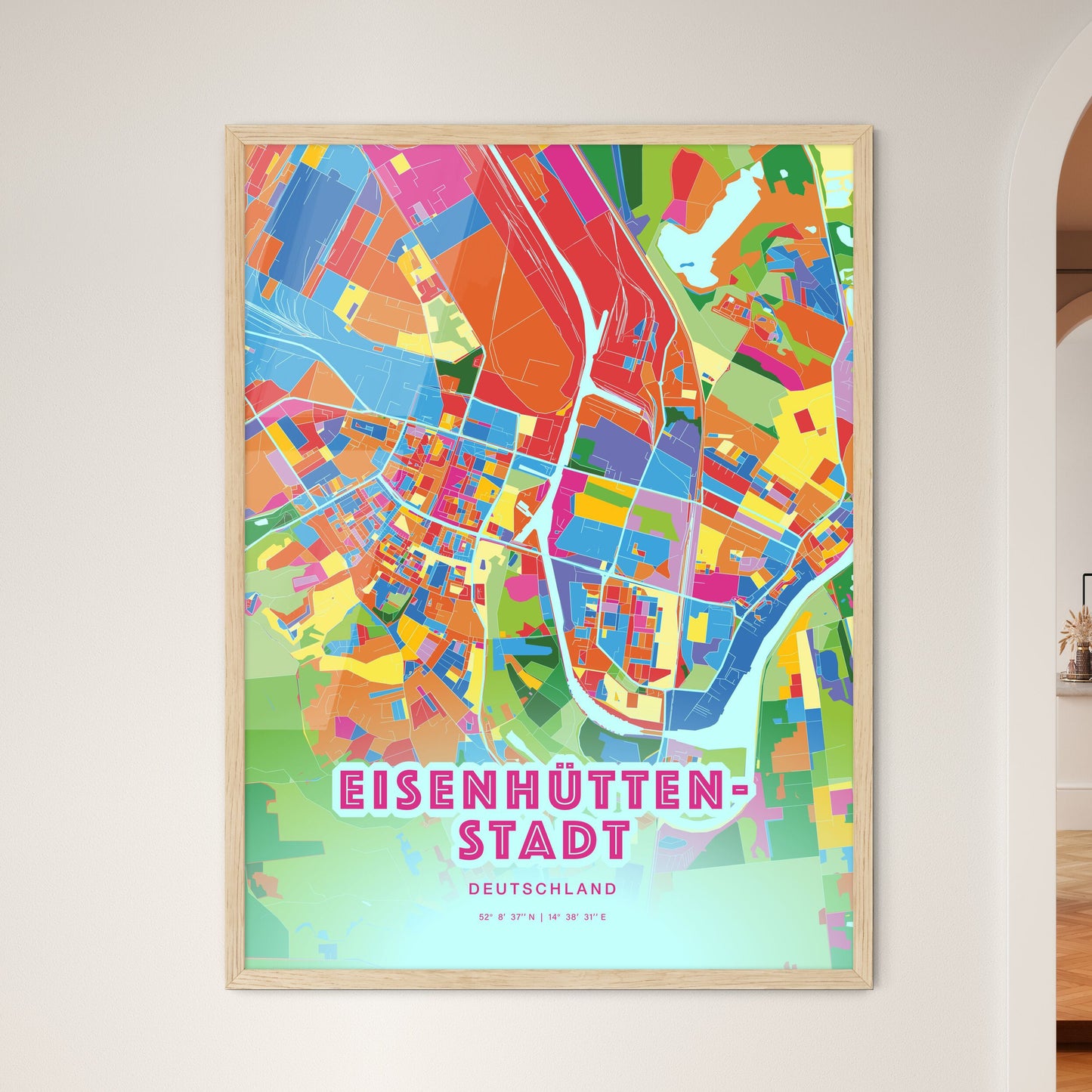 Colorful EISENHUTTENSTADT GERMANY Fine Art Map Crazy Colors