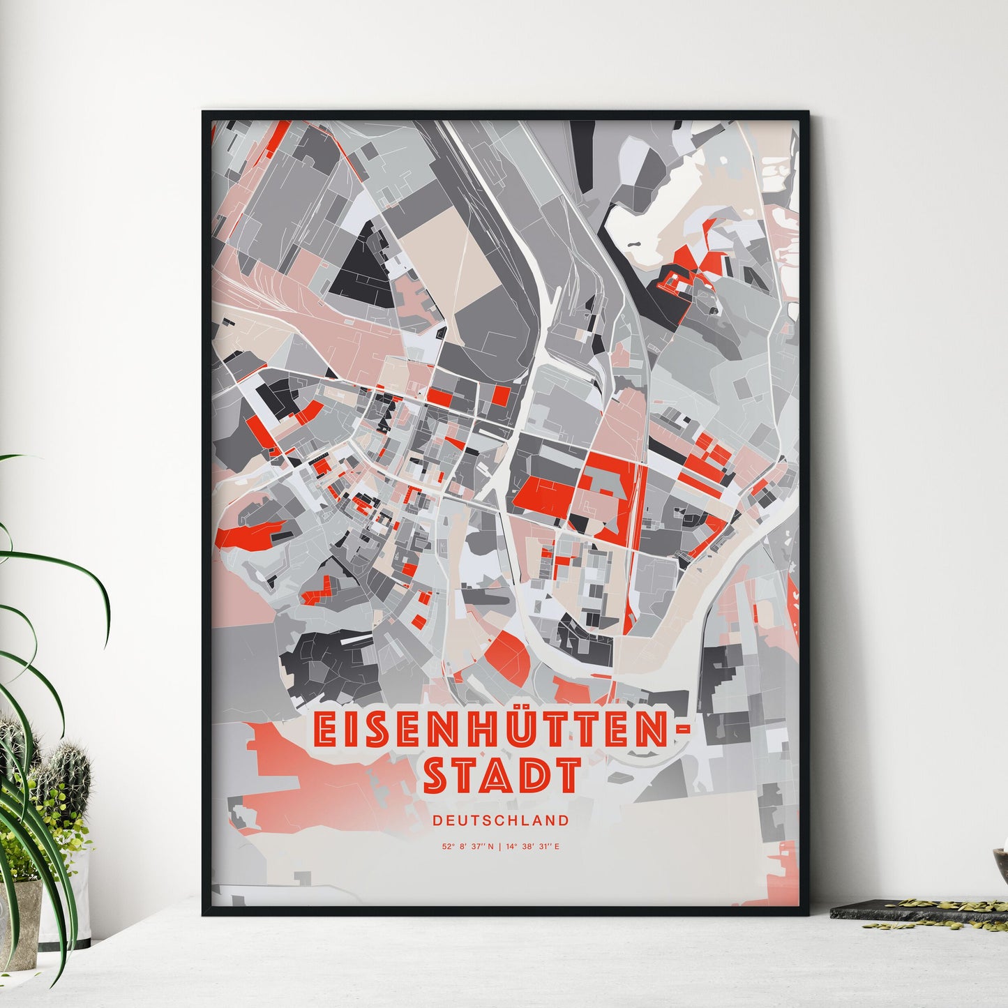 Colorful EISENHUTTENSTADT GERMANY Fine Art Map Modern