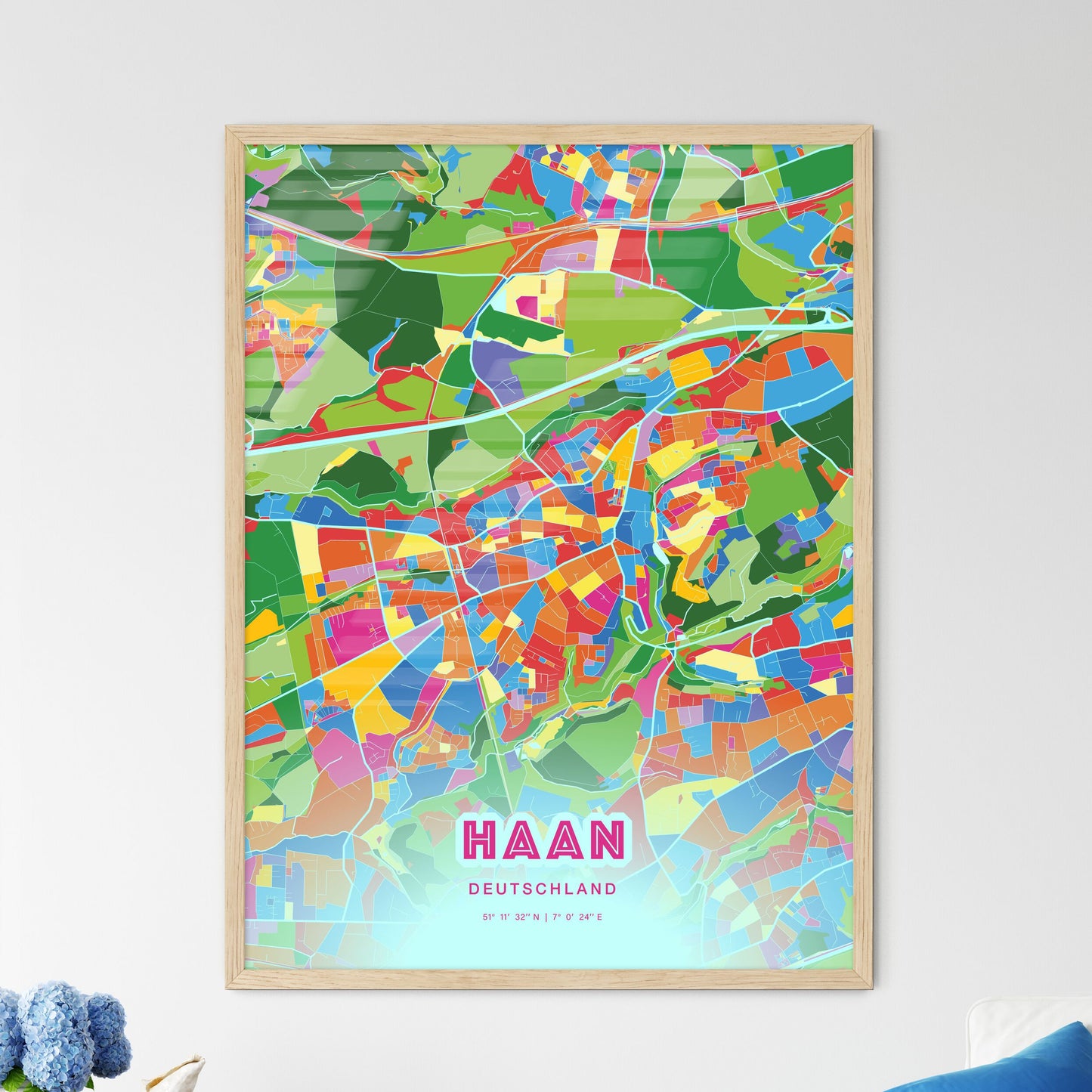 Colorful HAAN GERMANY Fine Art Map Crazy Colors
