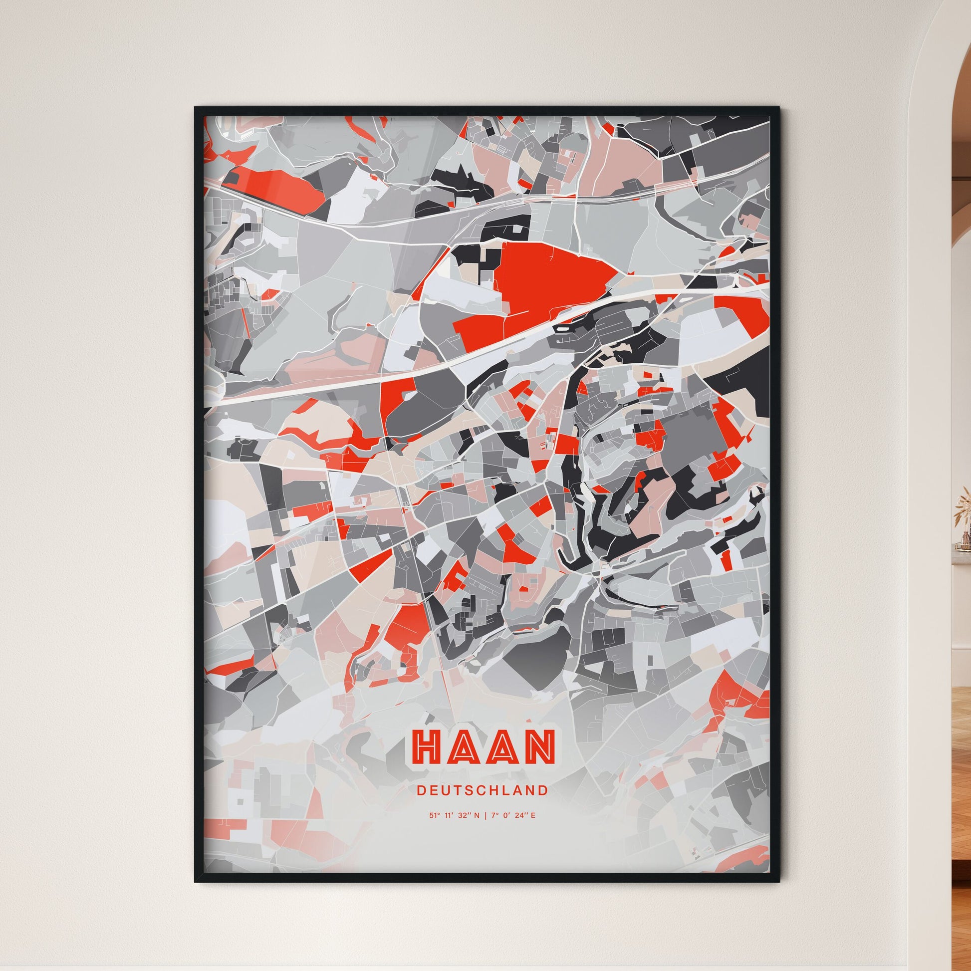 Colorful HAAN GERMANY Fine Art Map Modern