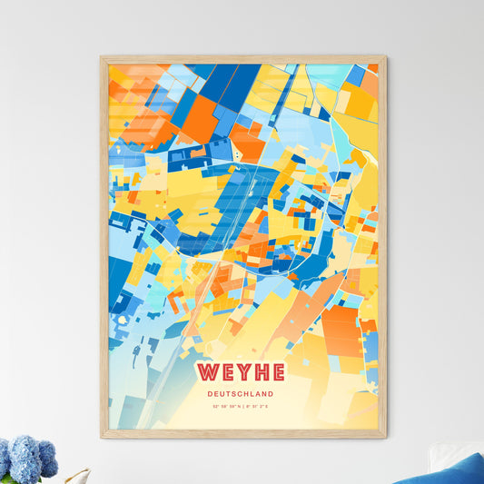 Colorful WEYHE GERMANY Fine Art Map Blue Orange