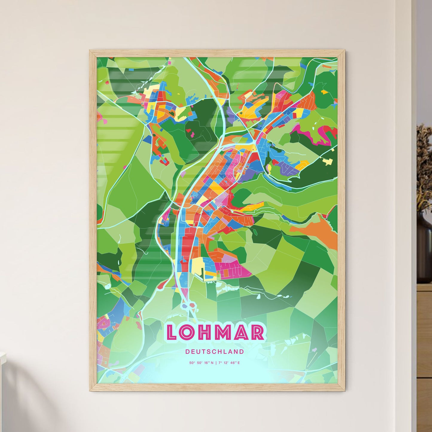 Colorful LOHMAR GERMANY Fine Art Map Crazy Colors