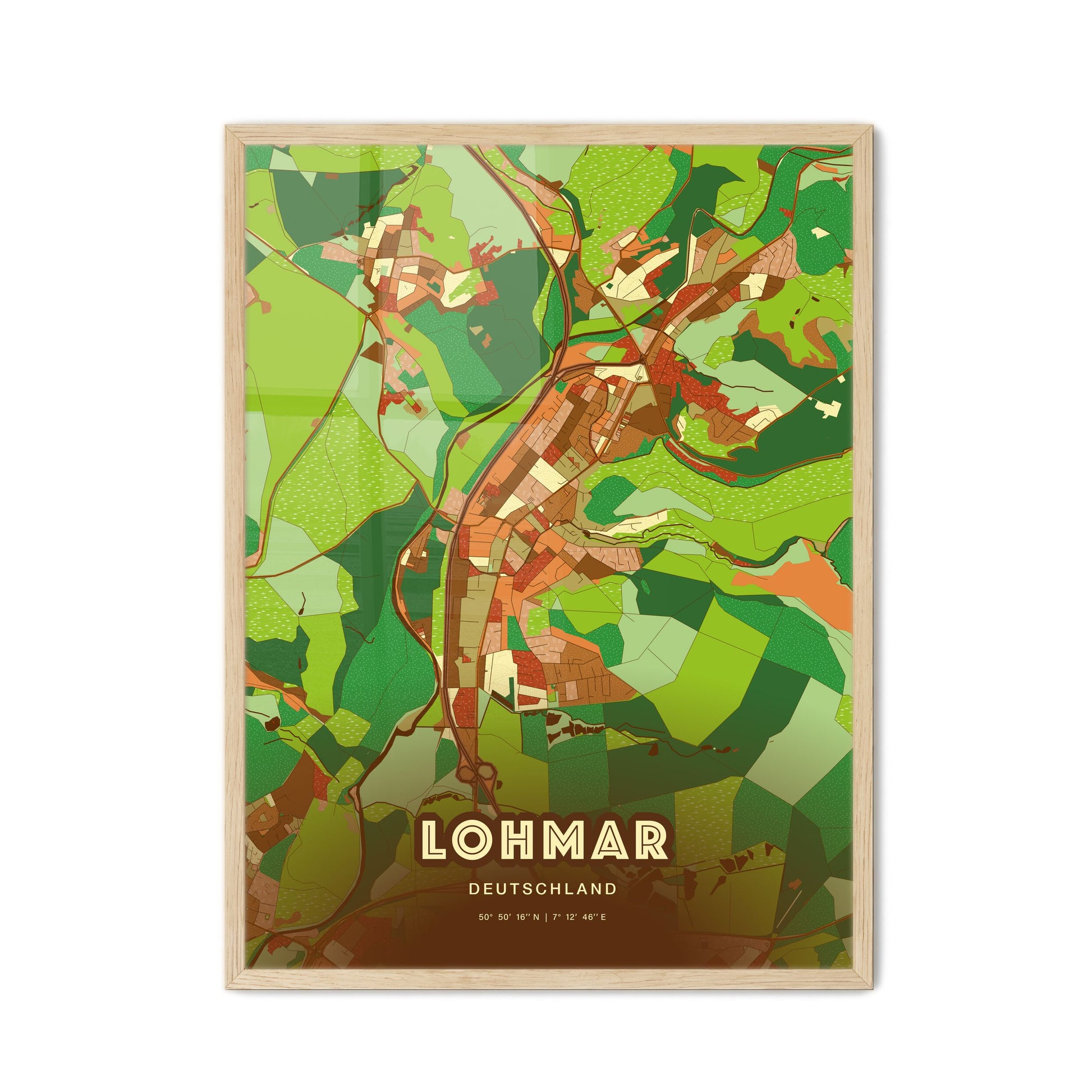 Colorful LOHMAR GERMANY Fine Art Map Farmhouse