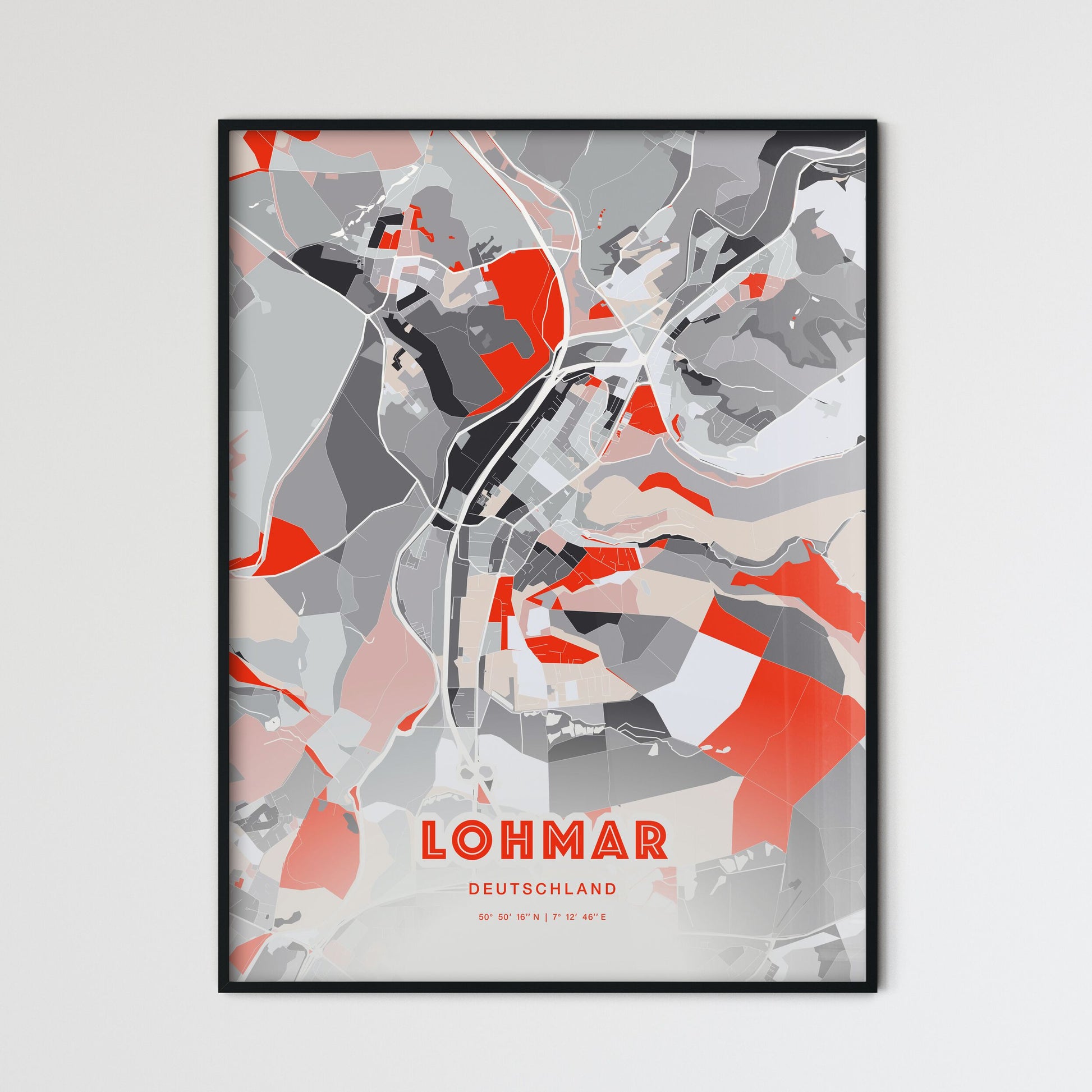 Colorful LOHMAR GERMANY Fine Art Map Modern