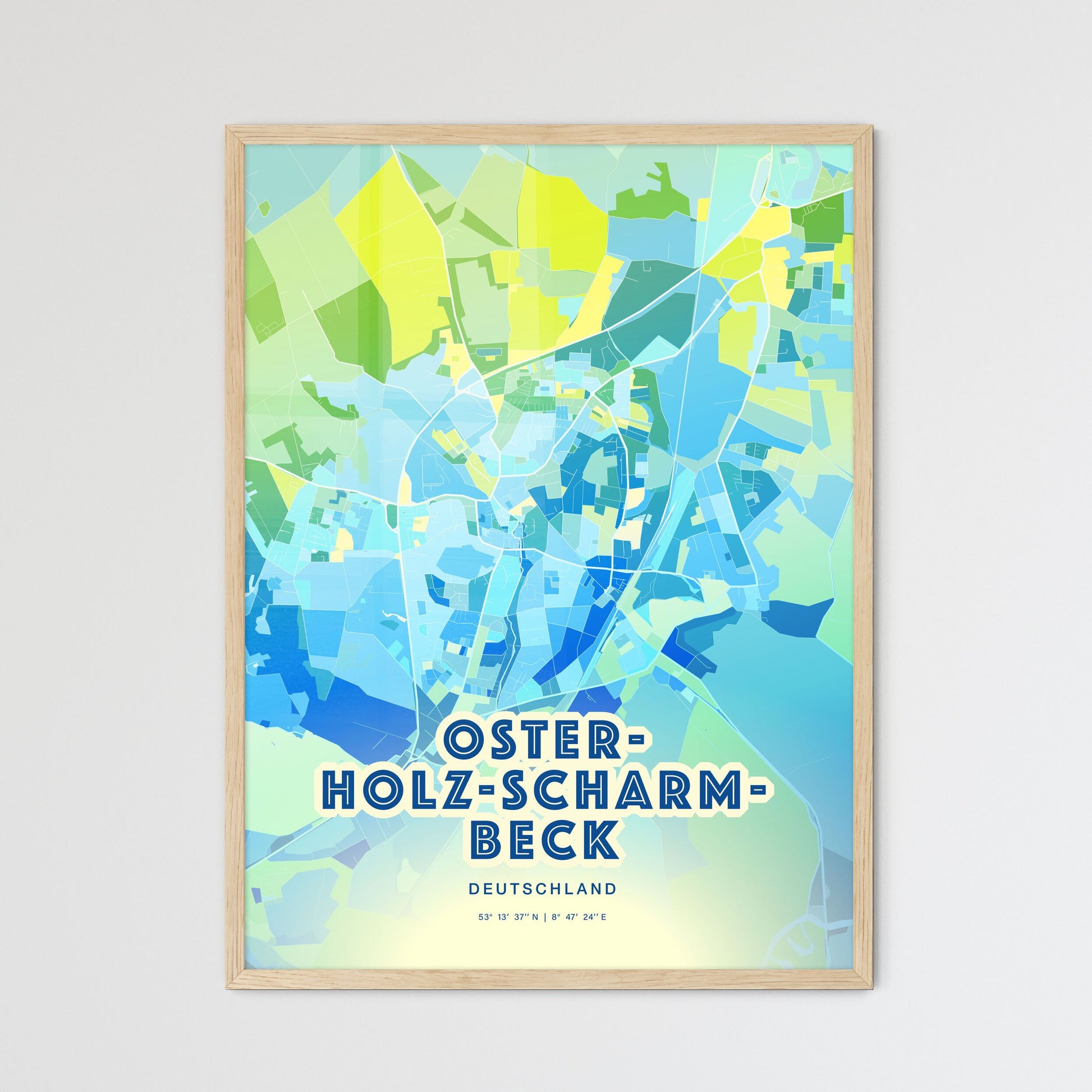 Colorful OSTERHOLZ-SCHARMBECK GERMANY Fine Art Map Cool Blue