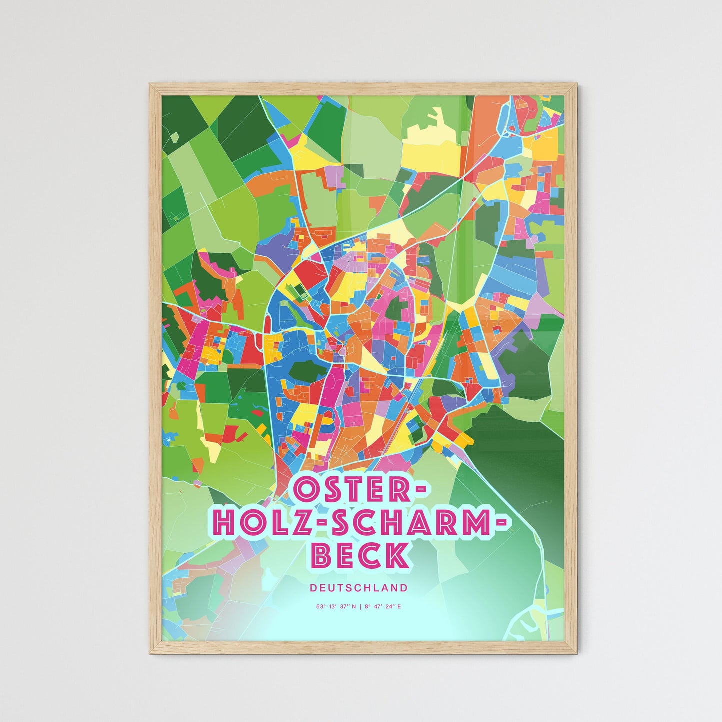 Colorful OSTERHOLZ-SCHARMBECK GERMANY Fine Art Map Crazy Colors