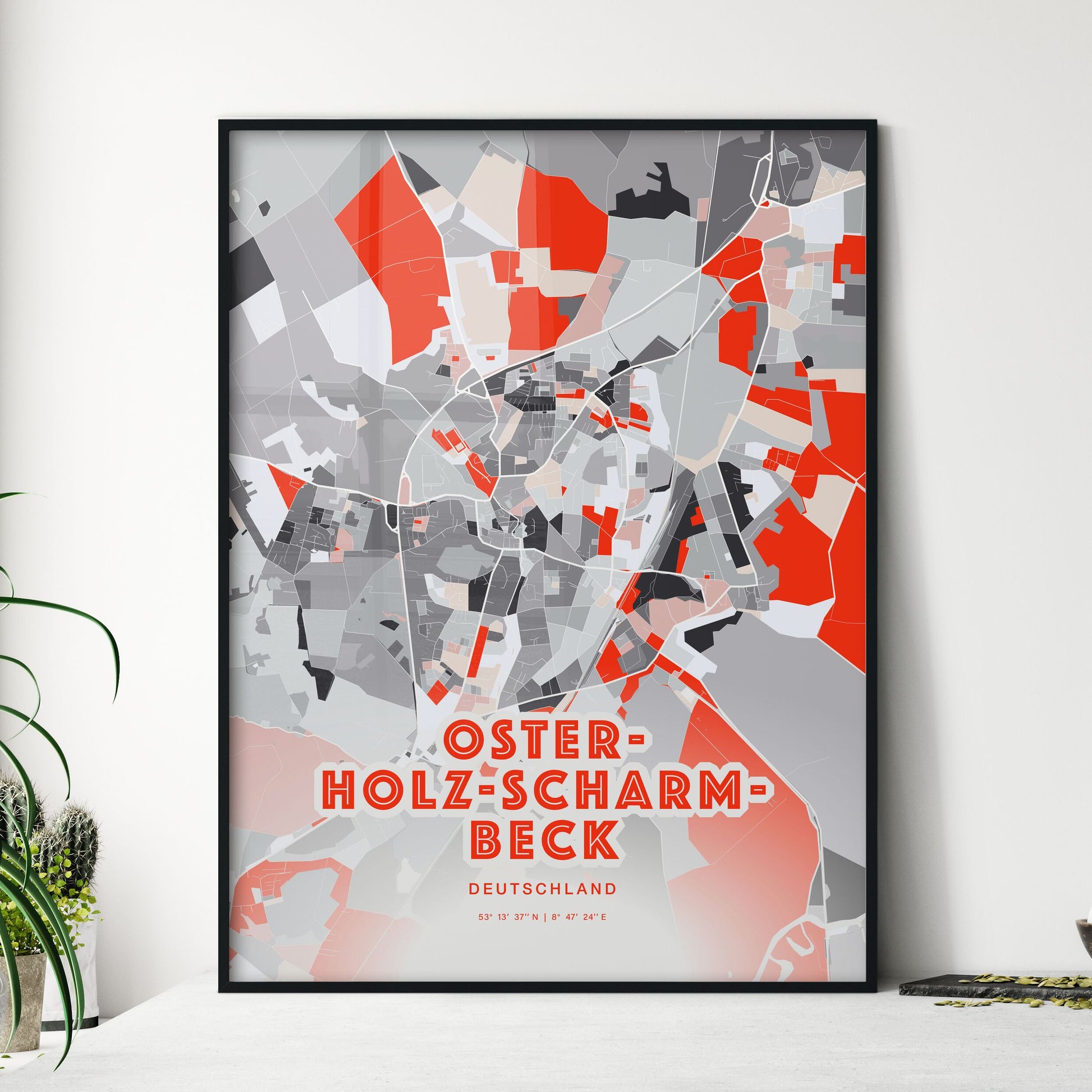 Colorful OSTERHOLZ-SCHARMBECK GERMANY Fine Art Map Modern