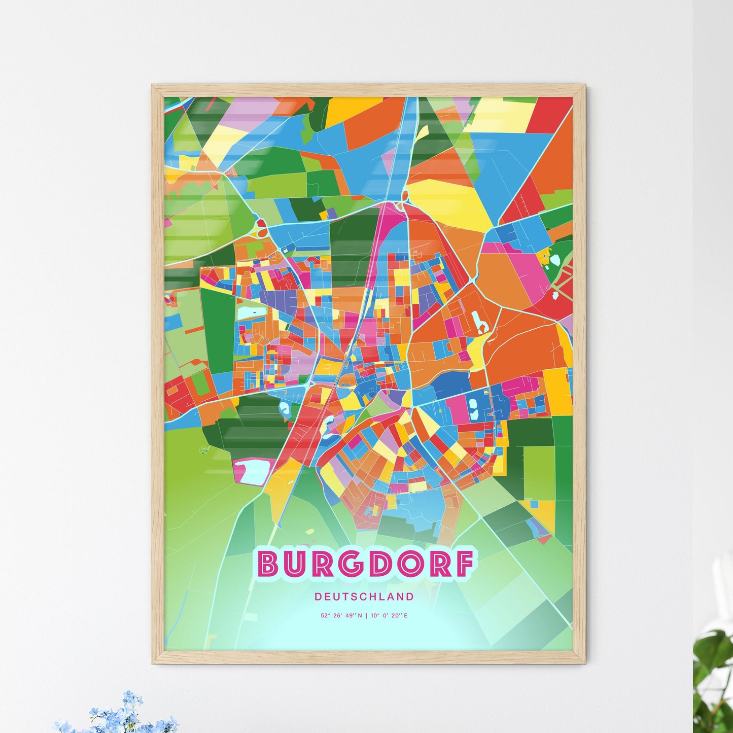 Colorful BURGDORF GERMANY Fine Art Map Crazy Colors