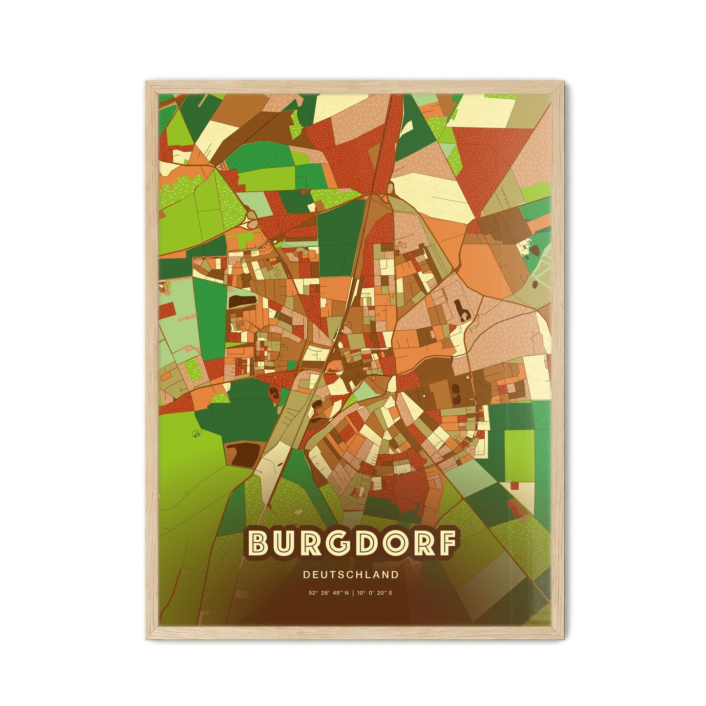 Colorful BURGDORF GERMANY Fine Art Map Farmhouse