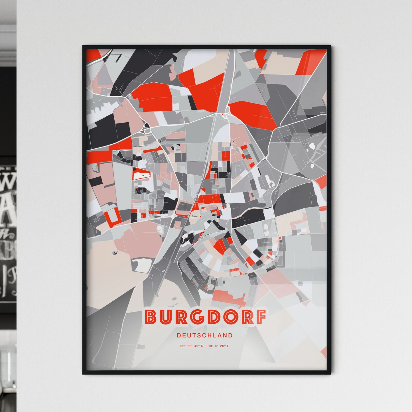 Colorful BURGDORF GERMANY Fine Art Map Modern