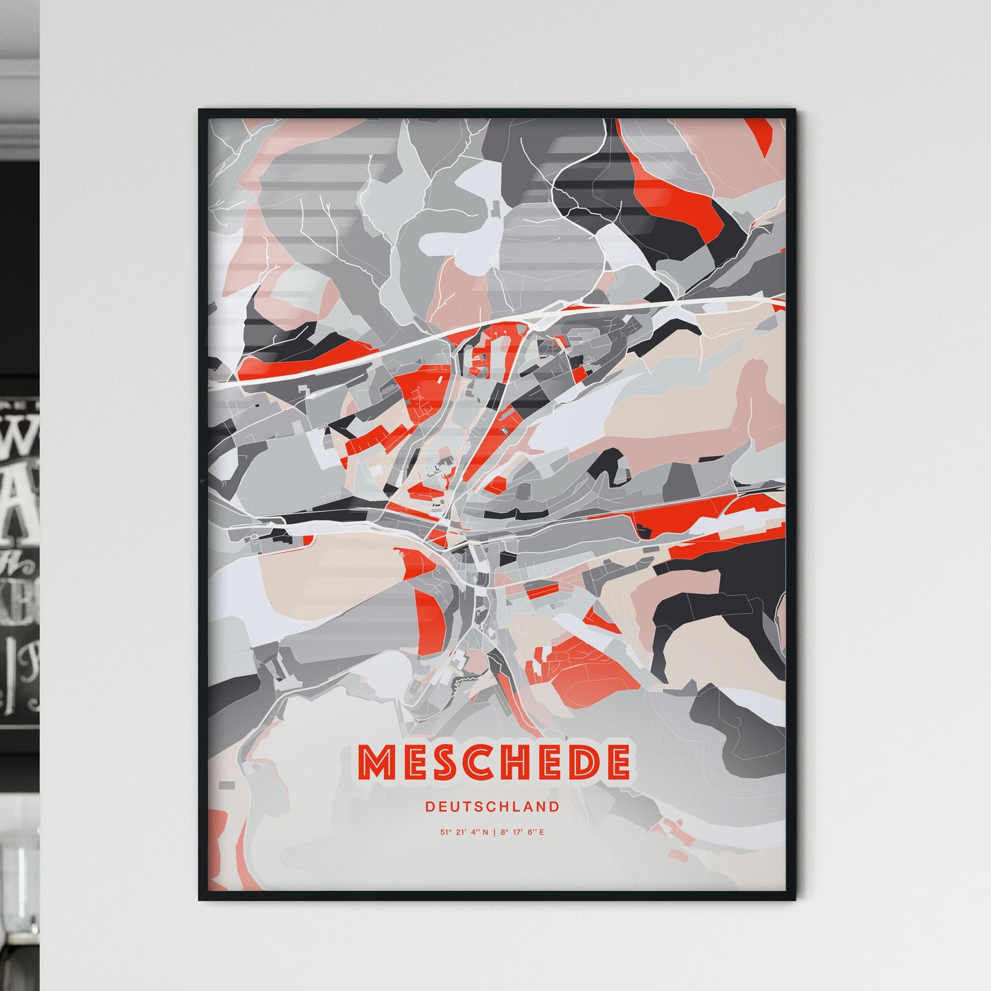 Colorful MESCHEDE GERMANY Fine Art Map Modern