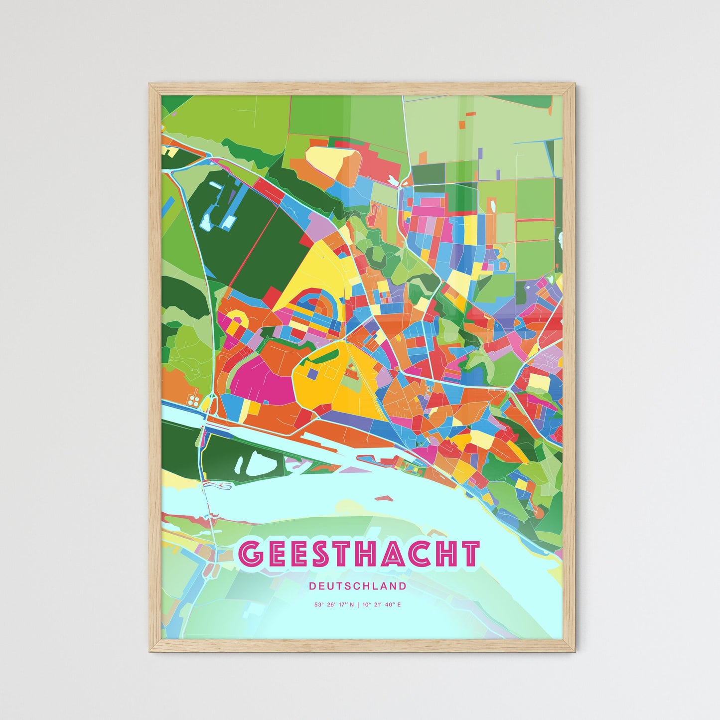 Colorful GEESTHACHT GERMANY Fine Art Map Crazy Colors