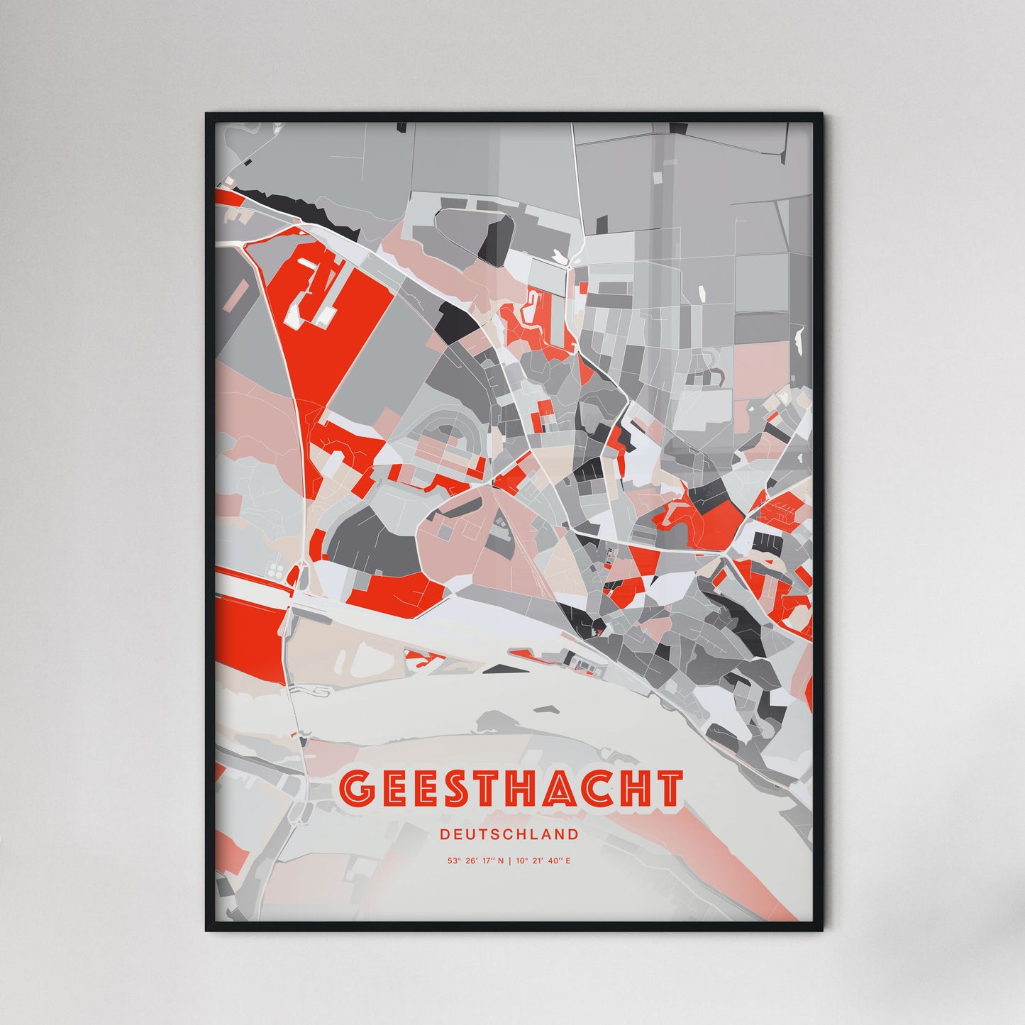 Colorful GEESTHACHT GERMANY Fine Art Map Modern