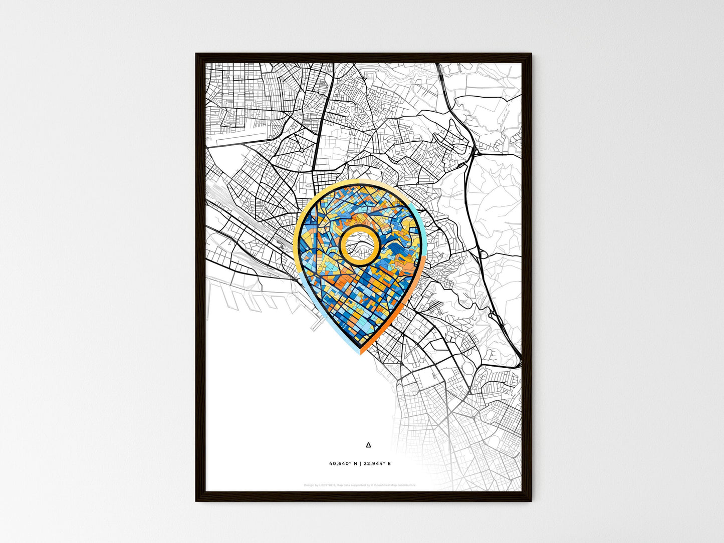 THESSALONIKI GREECE minimal art map with a colorful icon. Where it all began, Couple map gift. Style 1