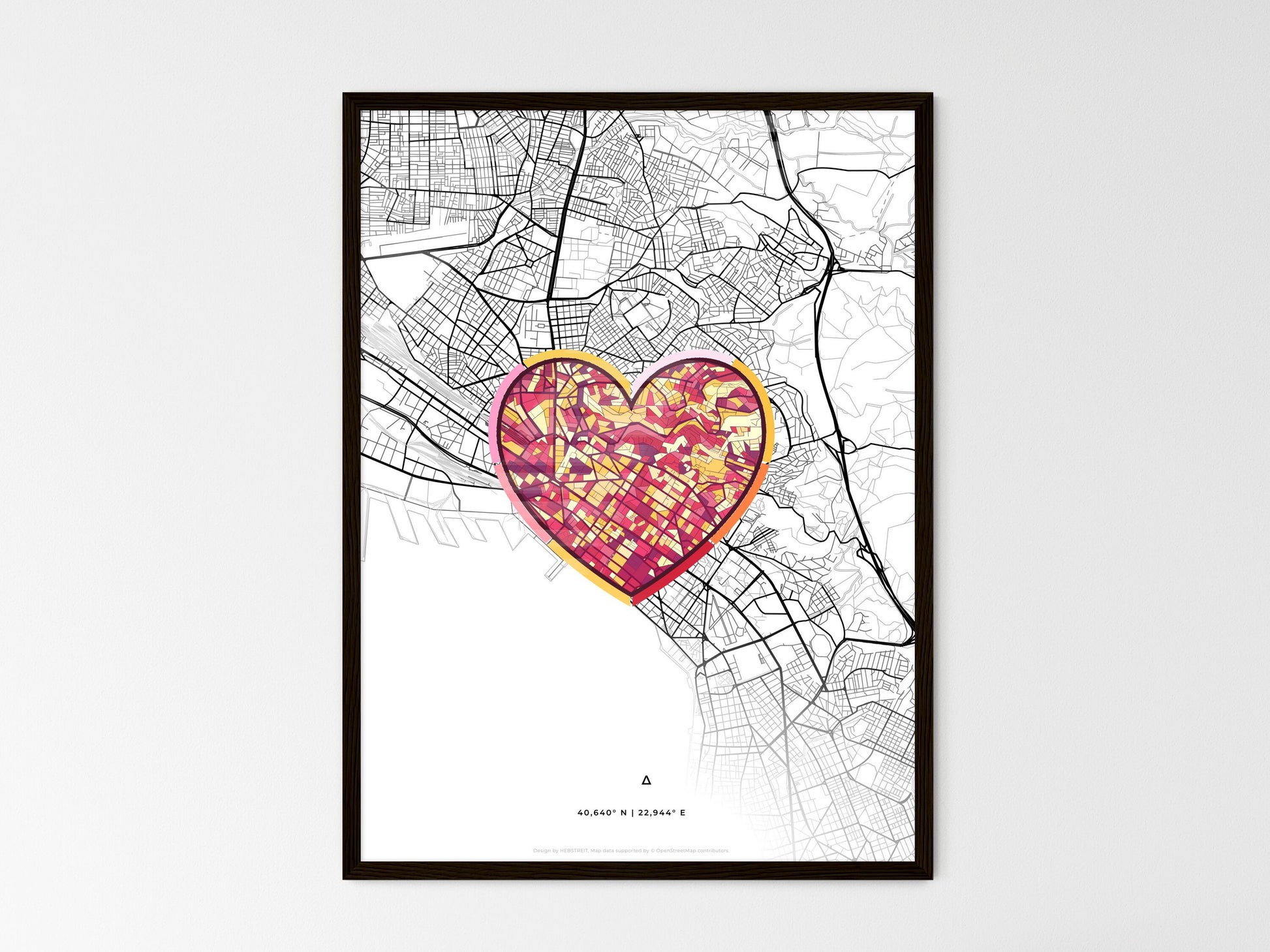 THESSALONIKI GREECE minimal art map with a colorful icon. Where it all began, Couple map gift. Style 2