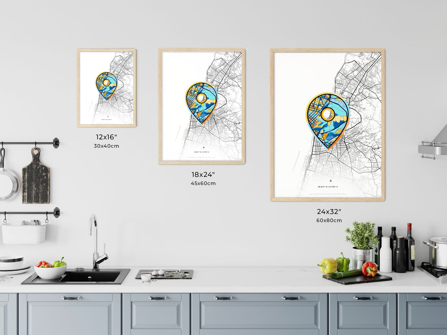 PATRAS GREECE minimal art map with a colorful icon. Where it all began, Couple map gift.