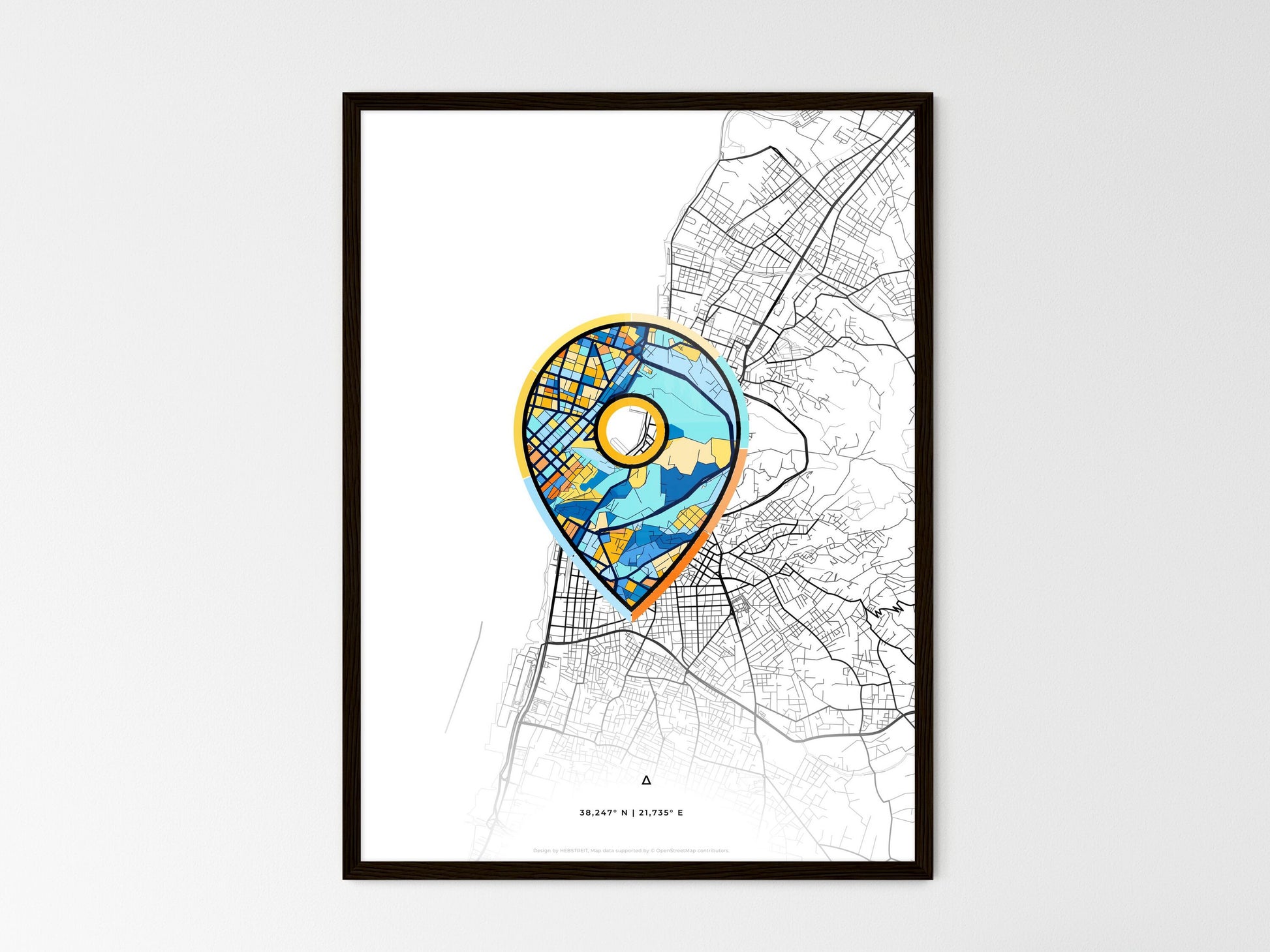 PATRAS GREECE minimal art map with a colorful icon. Where it all began, Couple map gift. Style 1