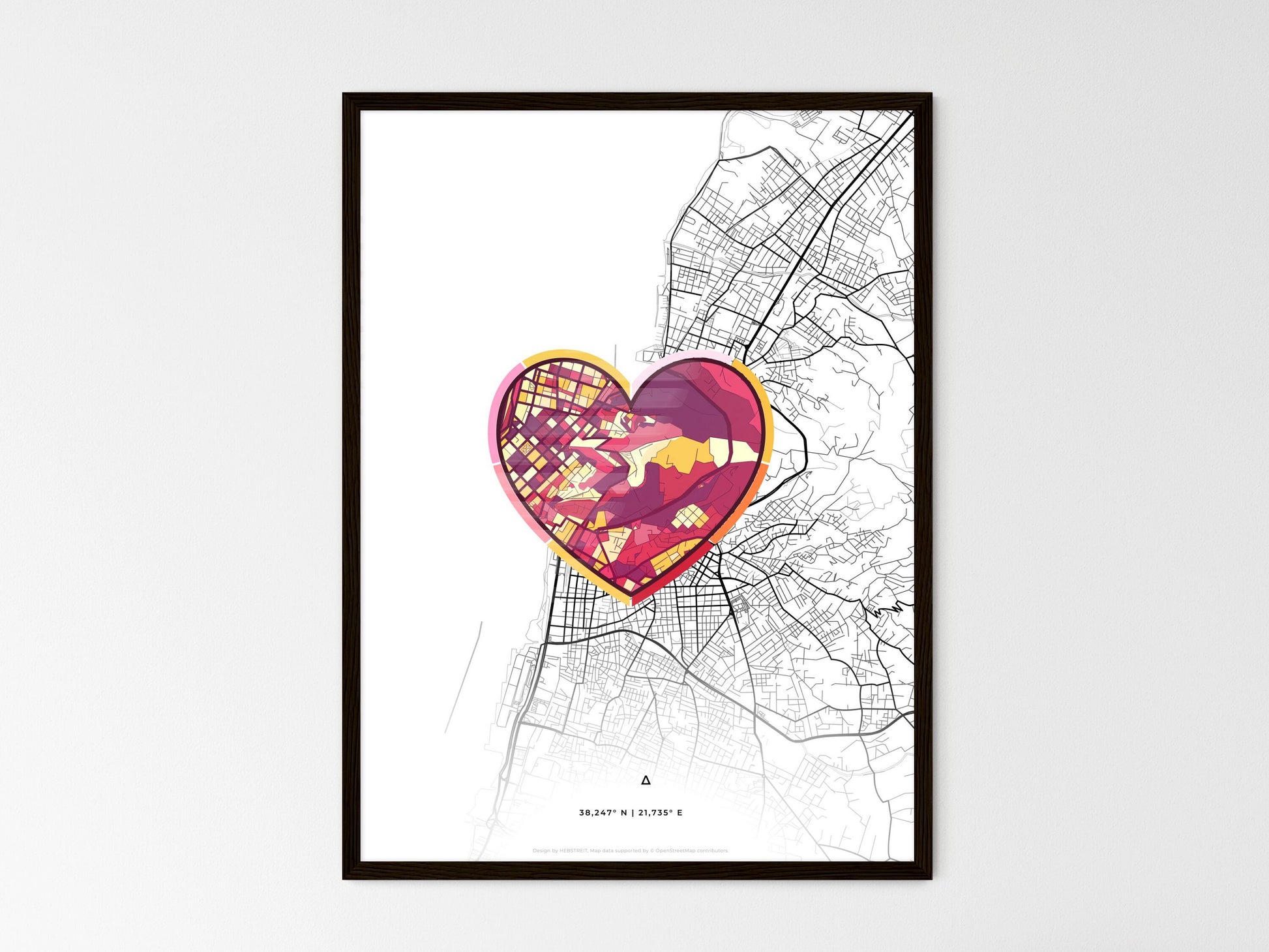 PATRAS GREECE minimal art map with a colorful icon. Where it all began, Couple map gift. Style 2