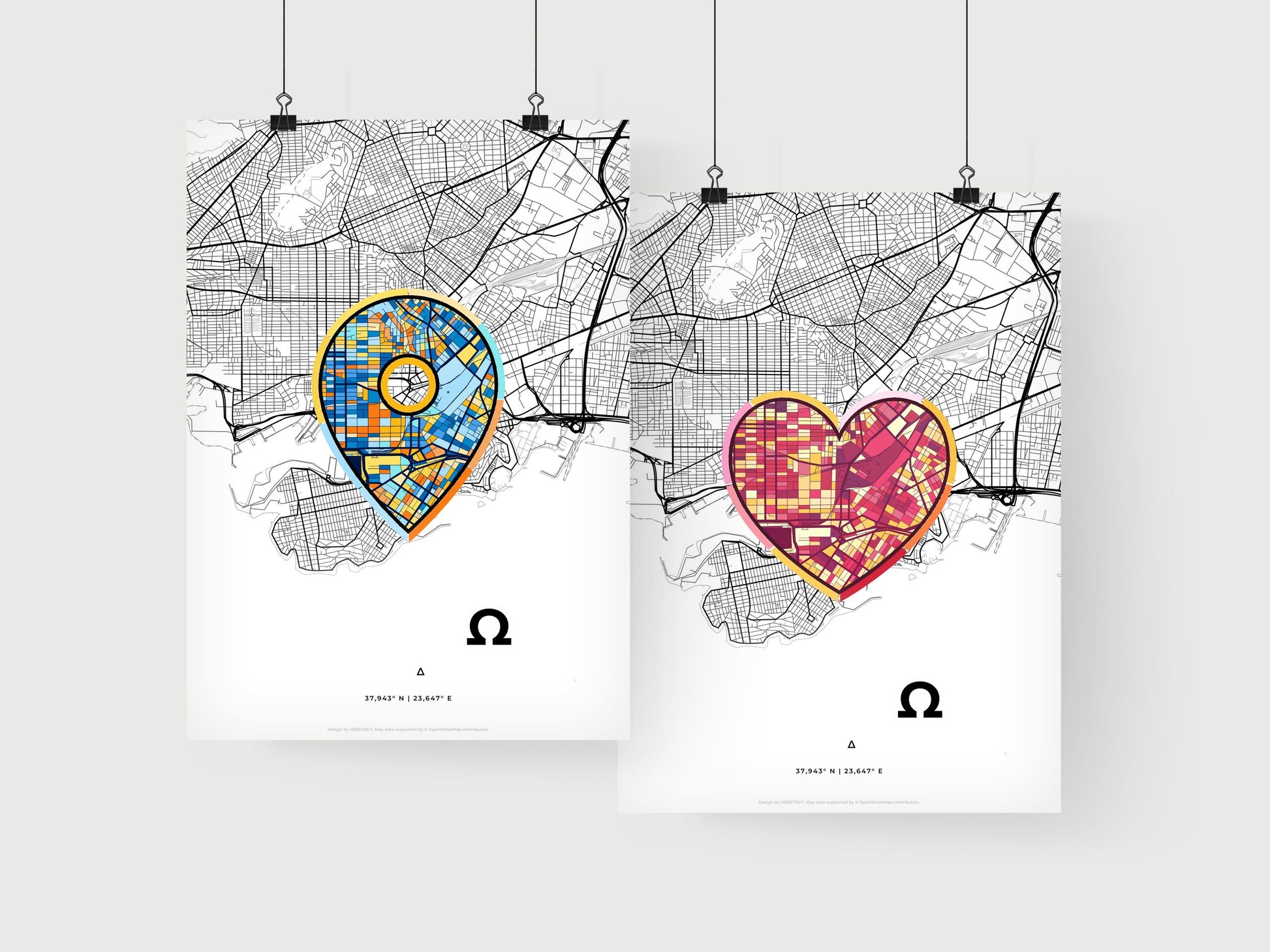 PIRAEUS GREECE minimal art map with a colorful icon. Where it all began, Couple map gift.