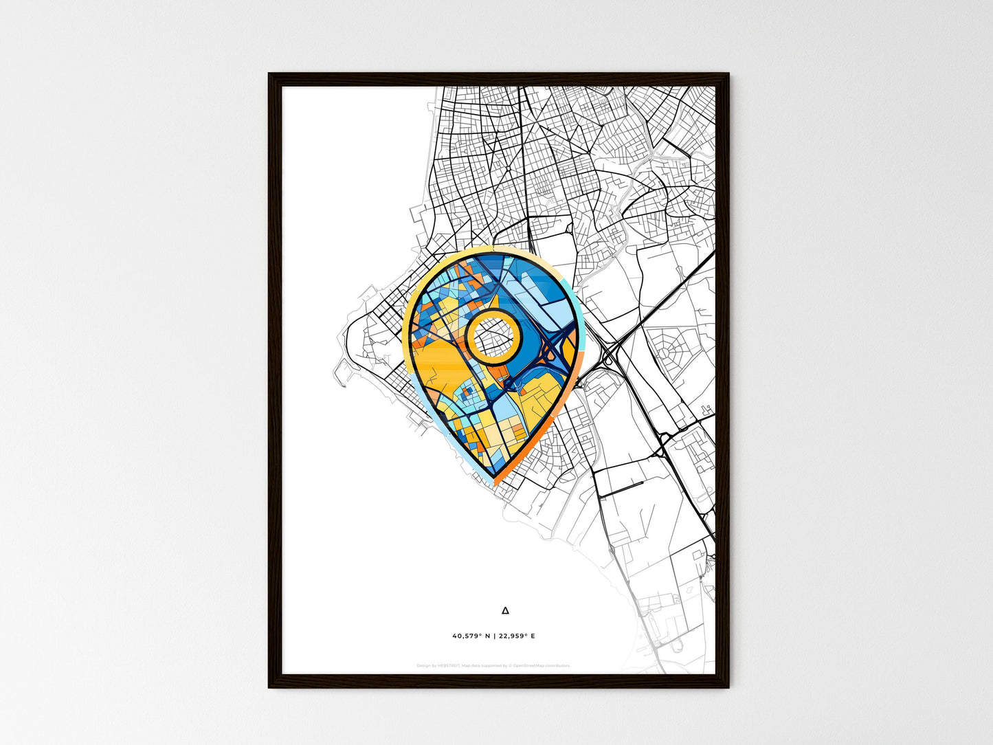 KALAMARIA GREECE minimal art map with a colorful icon. Where it all began, Couple map gift. Style 1