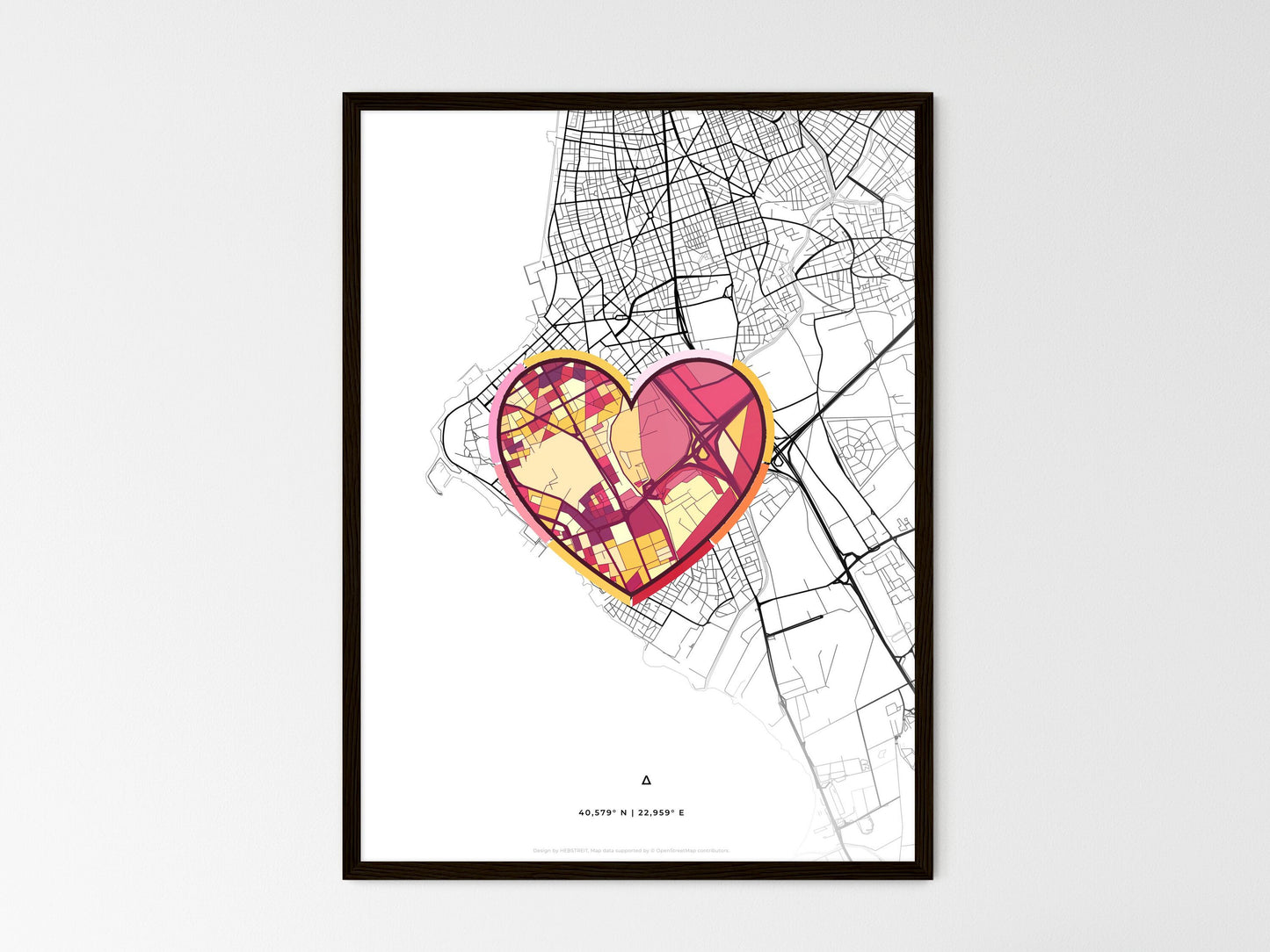 KALAMARIA GREECE minimal art map with a colorful icon. Where it all began, Couple map gift. Style 2