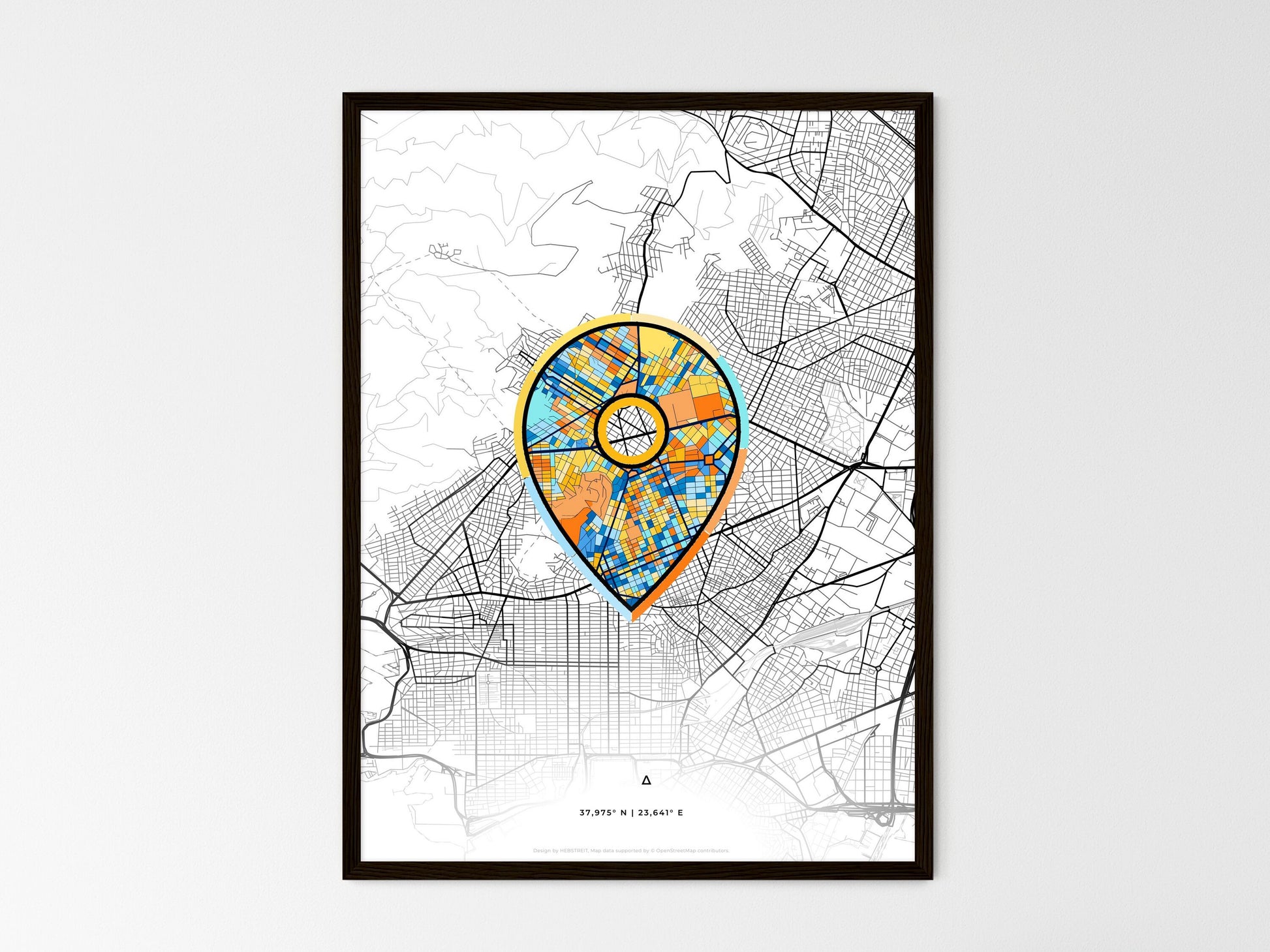 NIKAIA GREECE minimal art map with a colorful icon. Where it all began, Couple map gift. Style 1