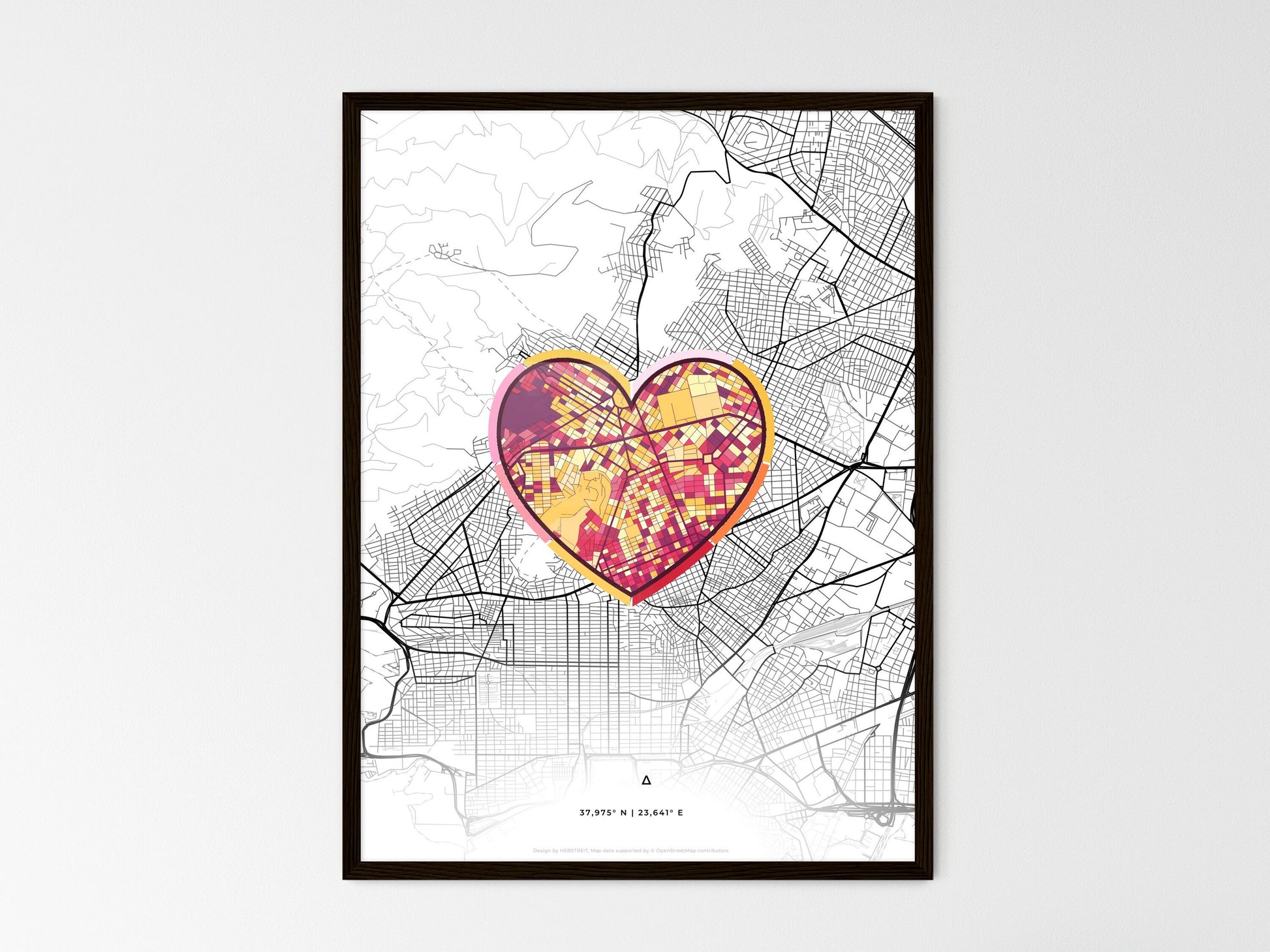NIKAIA GREECE minimal art map with a colorful icon. Where it all began, Couple map gift. Style 2