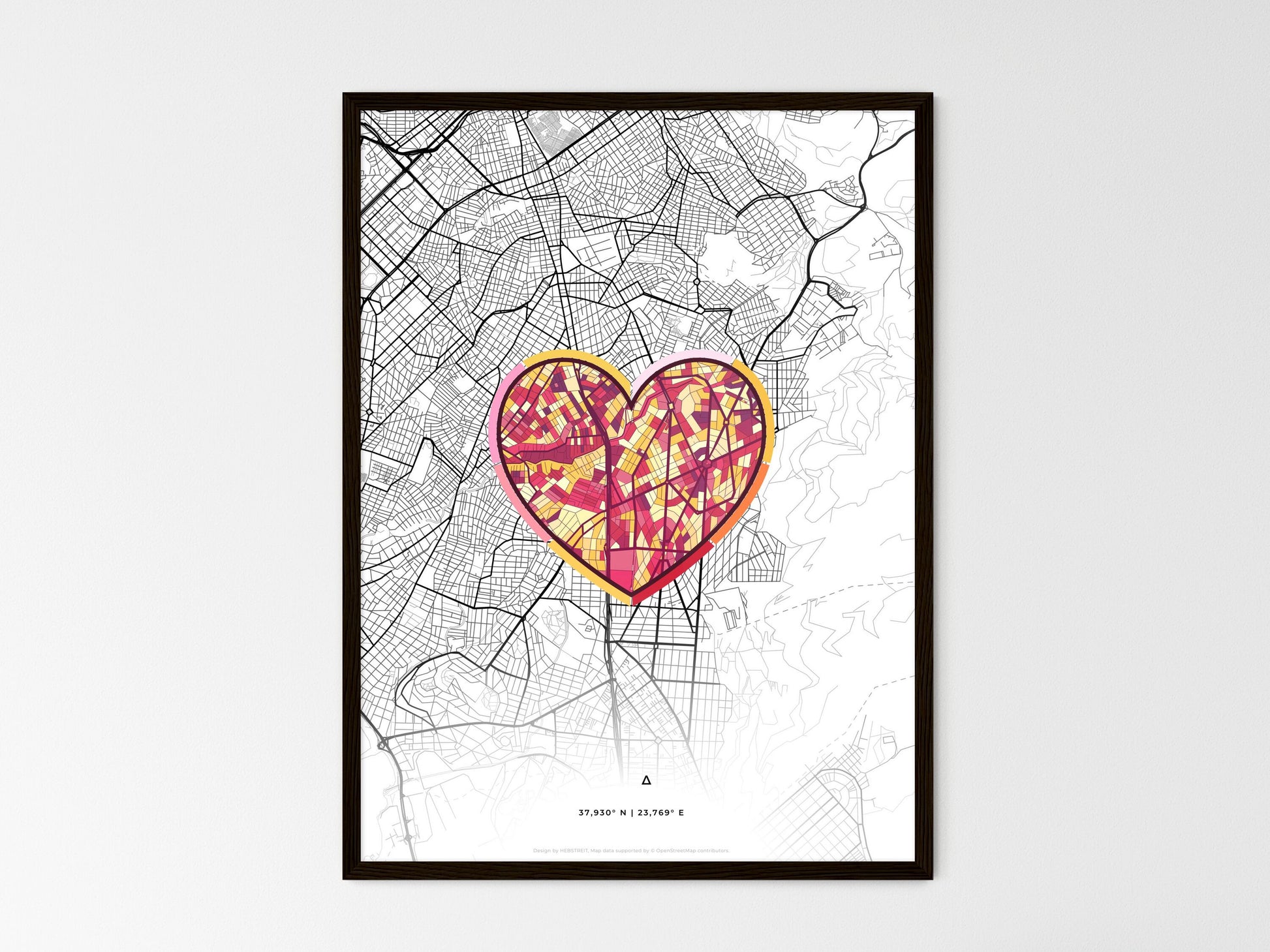 ILIOUPOLI GREECE minimal art map with a colorful icon. Where it all began, Couple map gift. Style 2