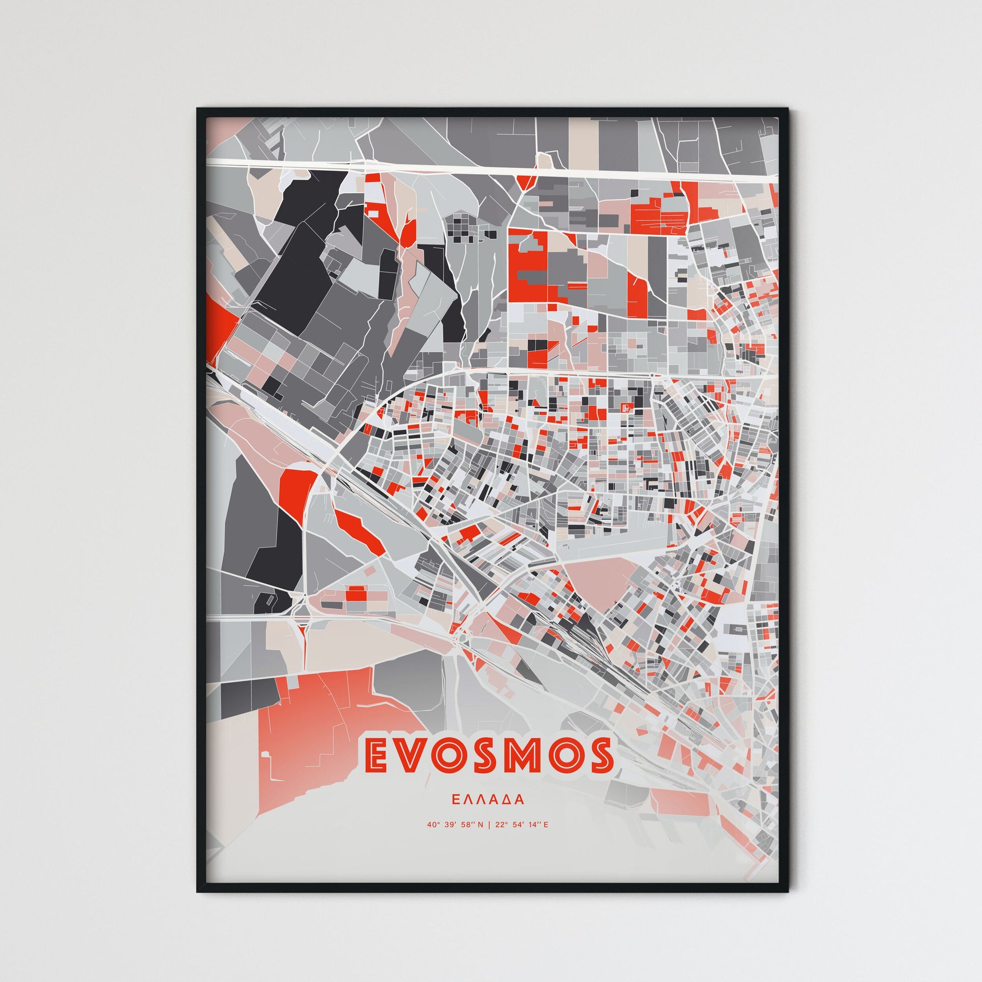 Colorful EVOSMOS GREECE Fine Art Map Modern