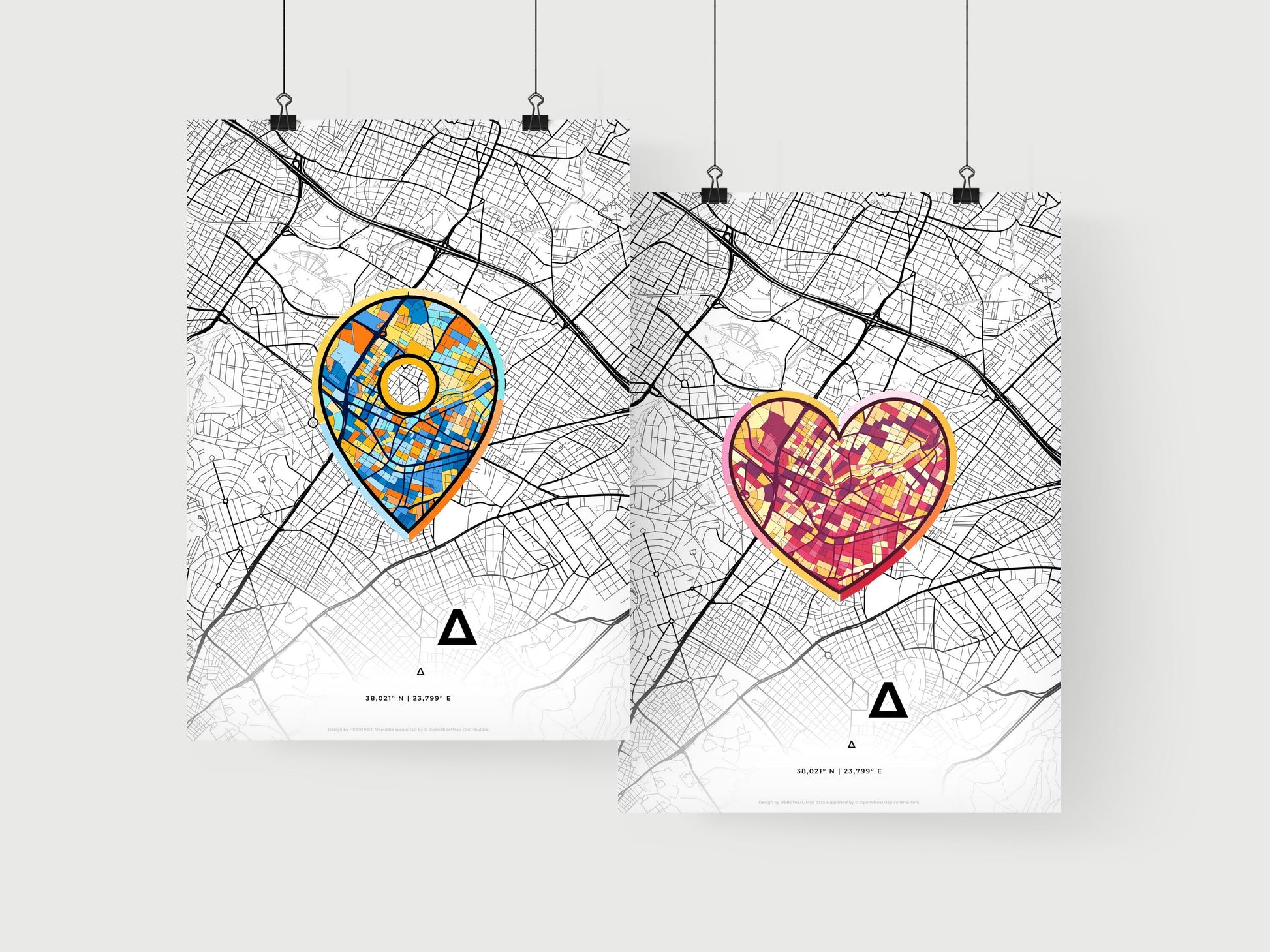 CHALANDRI GREECE minimal art map with a colorful icon. Where it all began, Couple map gift.