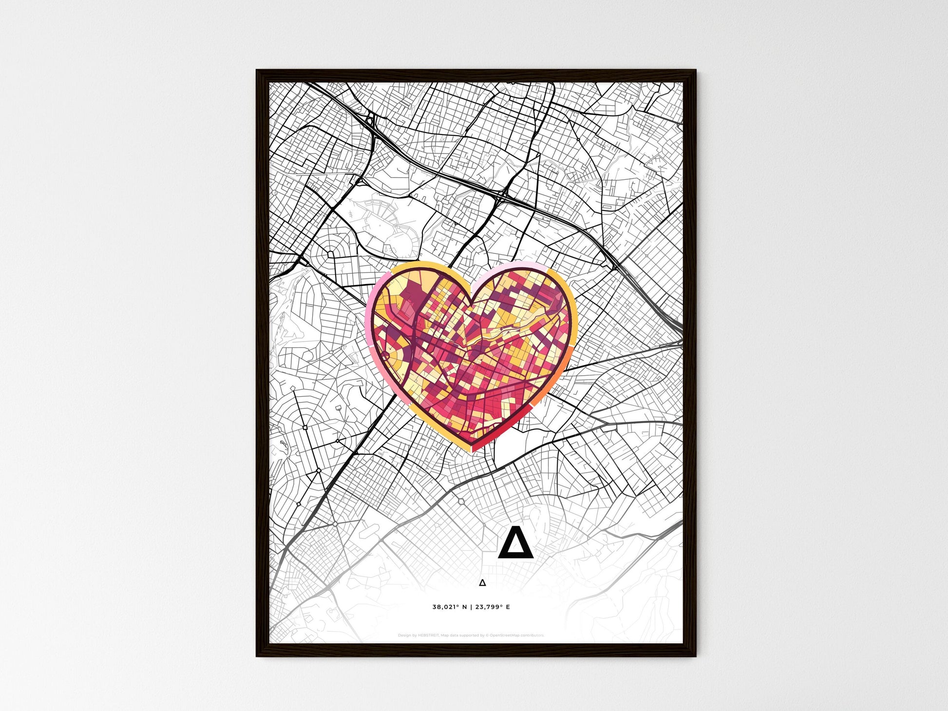 CHALANDRI GREECE minimal art map with a colorful icon. Where it all began, Couple map gift. Style 2