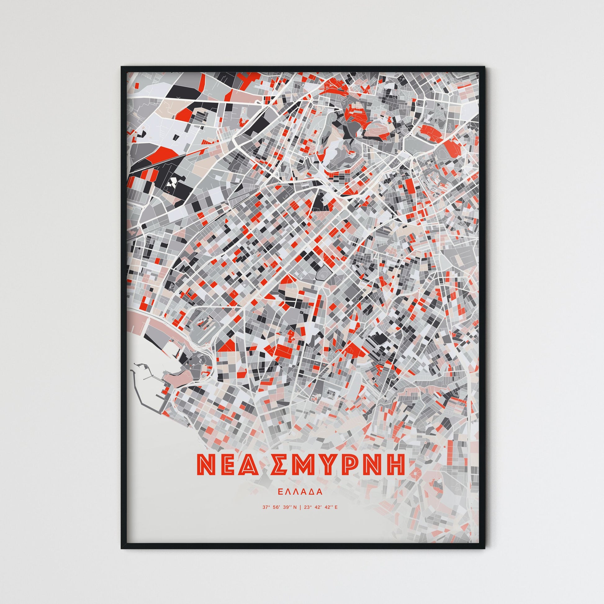 Colorful NEA SMYRNI GREECE Fine Art Map Modern