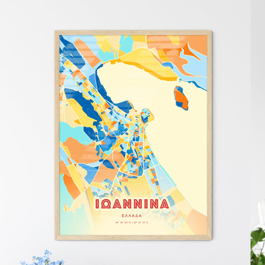 Colorful IOANNINA GREECE Fine Art Map Blue Orange