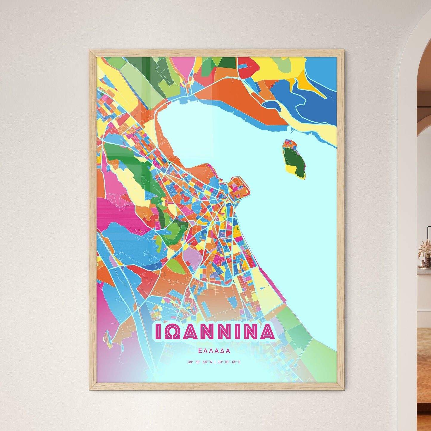 Colorful IOANNINA GREECE Fine Art Map Crazy Colors