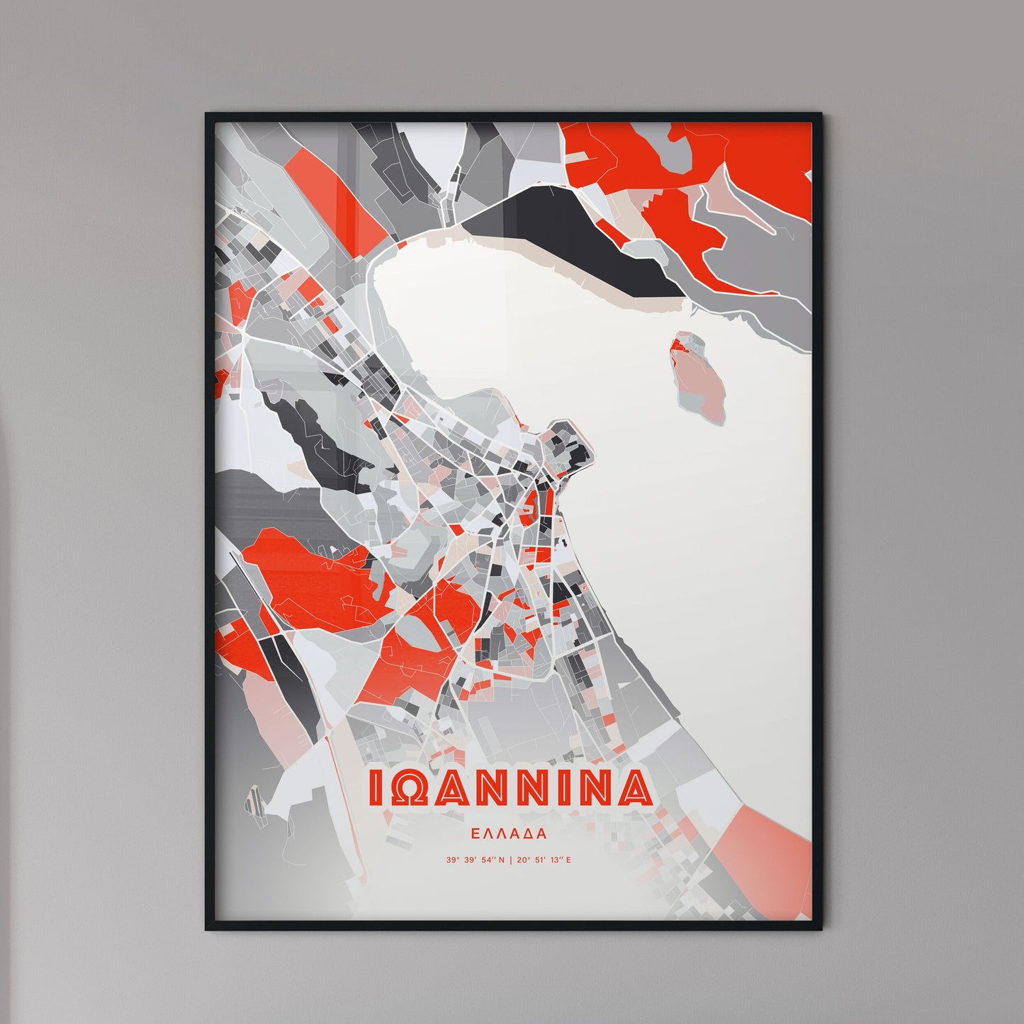 Colorful IOANNINA GREECE Fine Art Map Modern