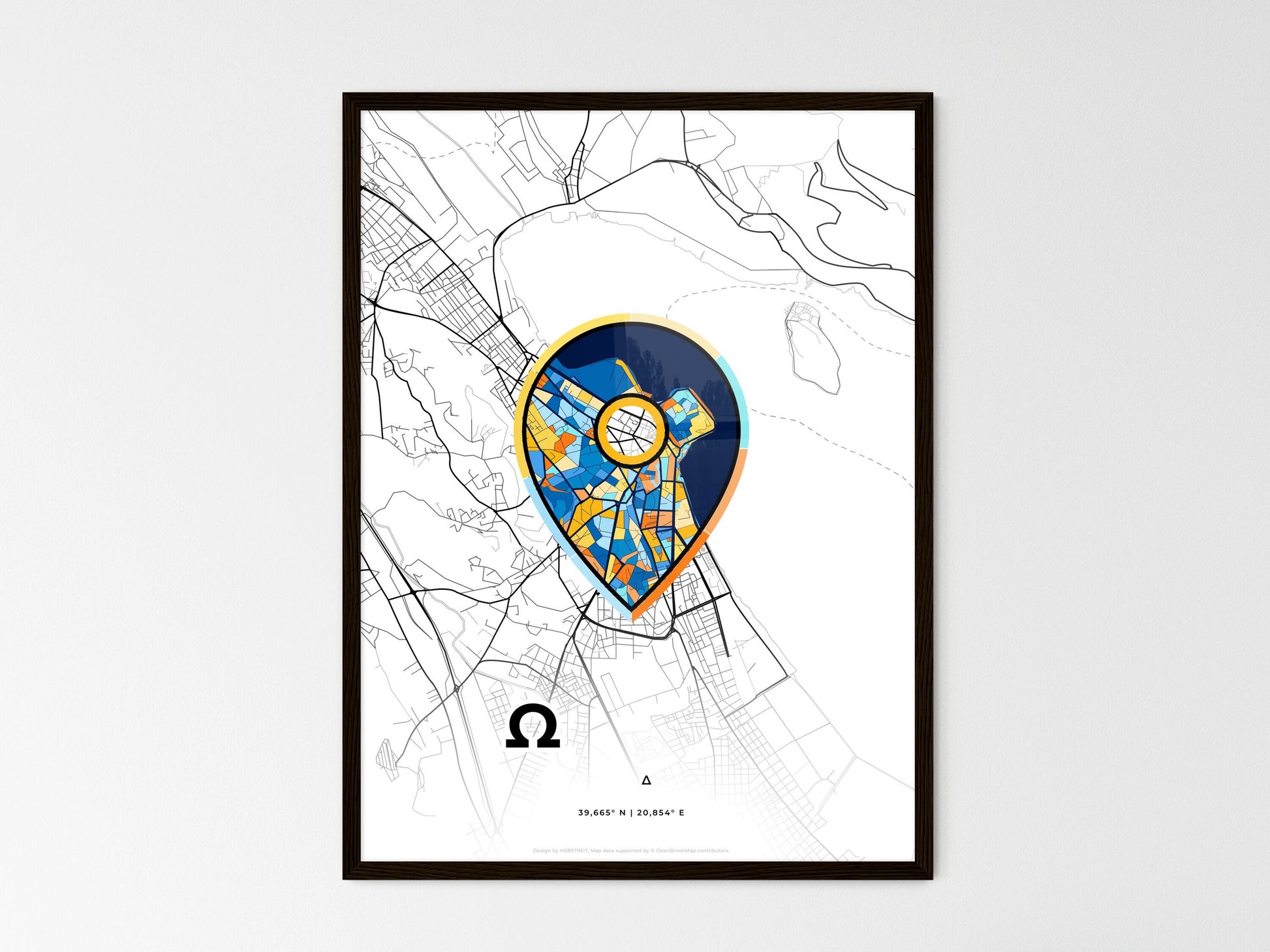 IOANNINA GREECE minimal art map with a colorful icon. Where it all began, Couple map gift. Style 1