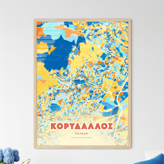 Colorful KORYDALLOS GREECE Fine Art Map Blue Orange