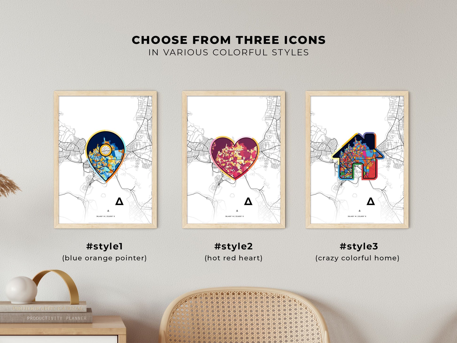 Chalcis Greece maps with colorful icons