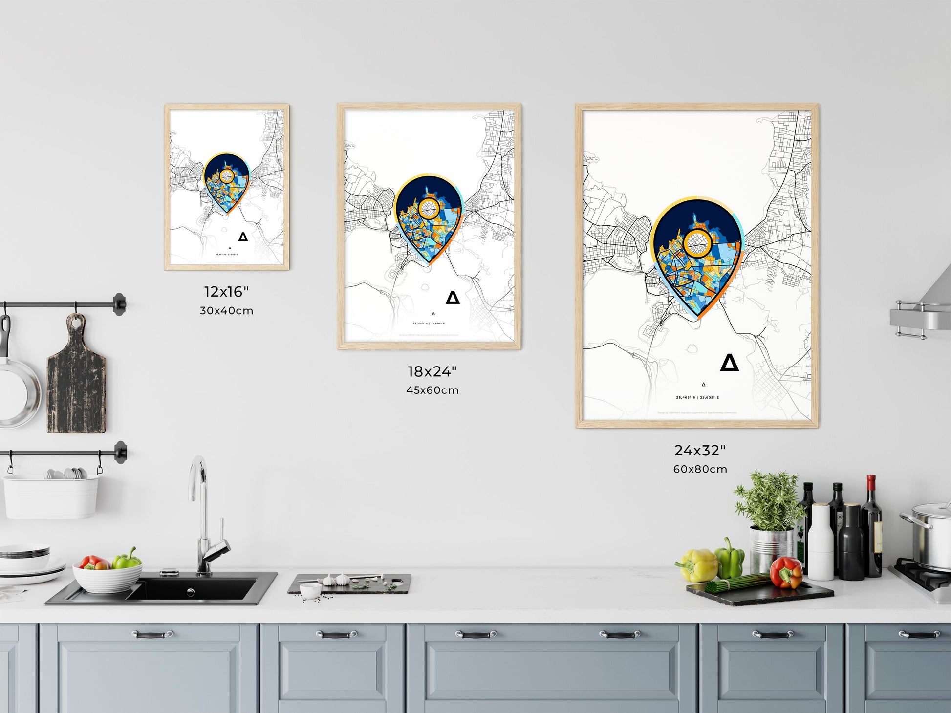 Chalcis Greece art map size chart