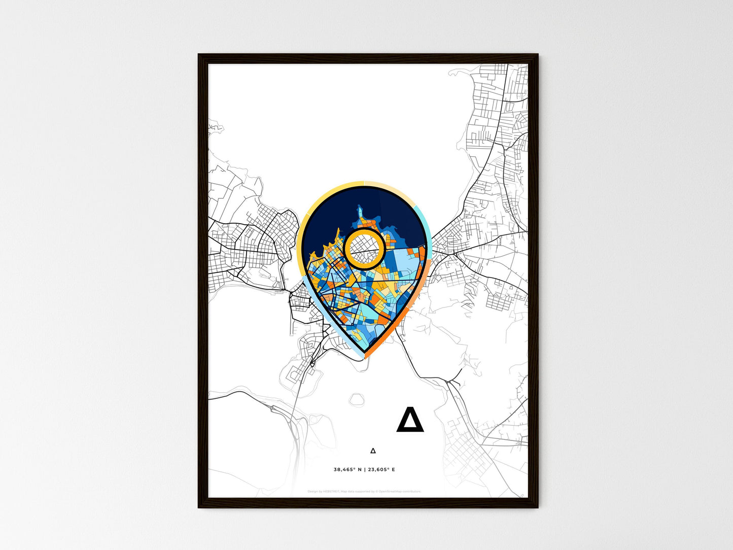 Chalcis Greece wedding art map with pointer icon