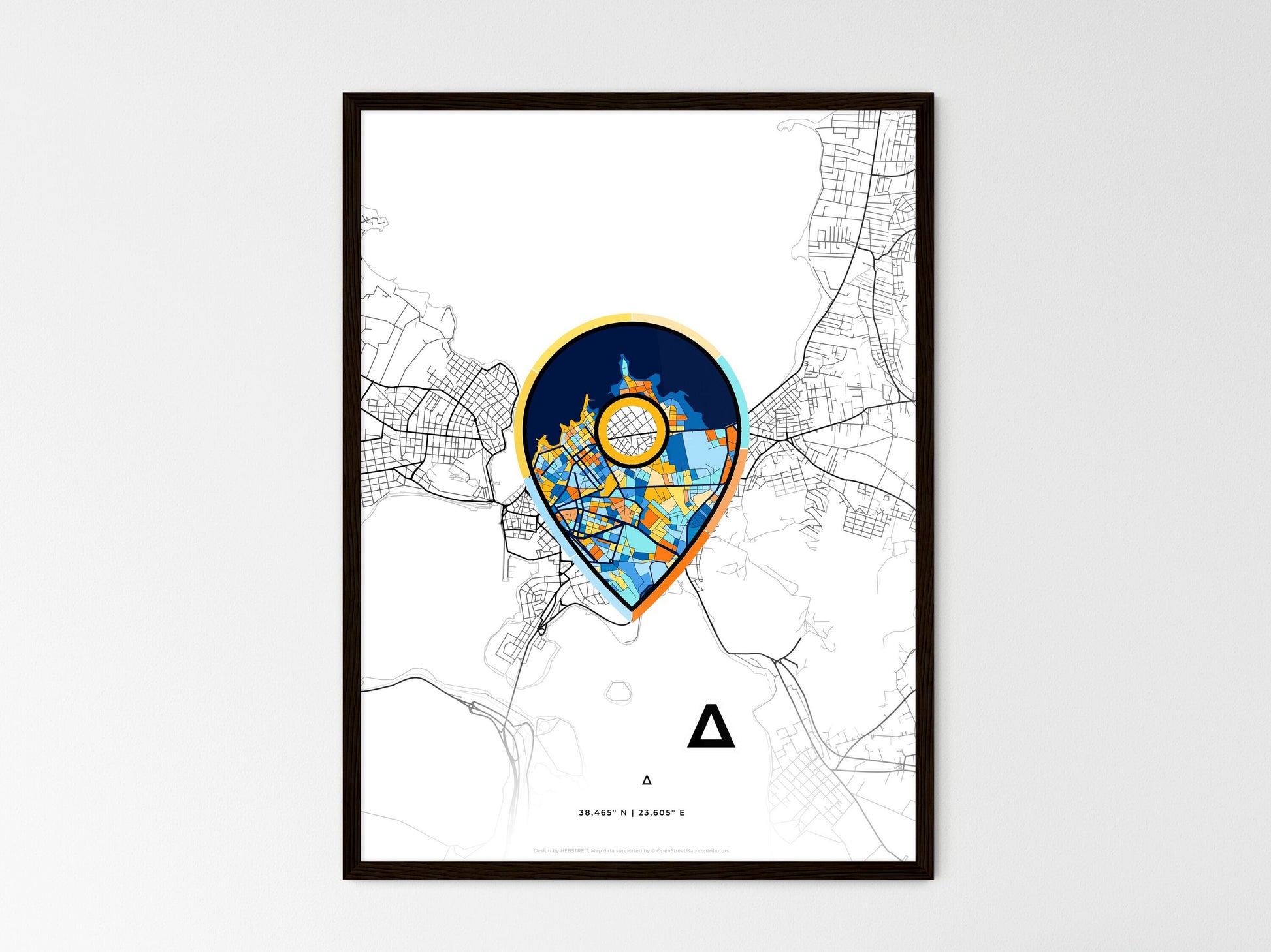 Chalcis Greece wedding art map with pointer icon