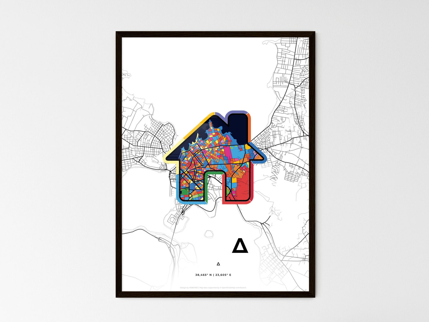 Chalcis Greece wedding art map with home icon