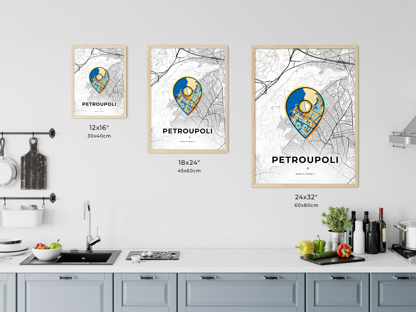 Petroupoli Greece art map size chart