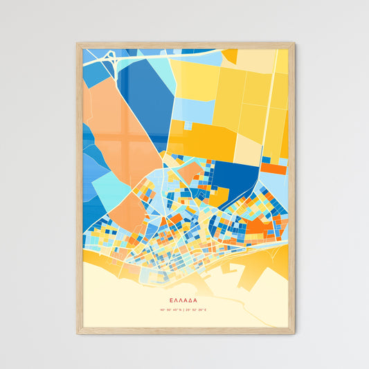 Colorful ALEXANDROUPOLI GREECE Fine Art Map Blue Orange