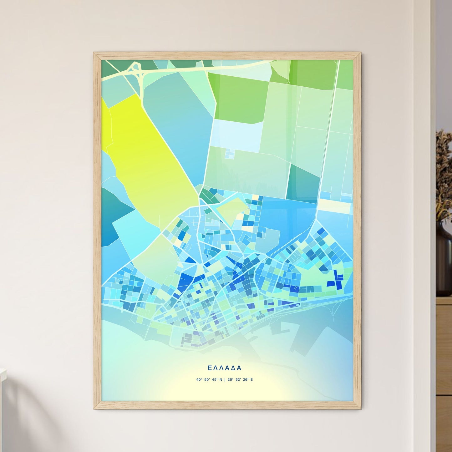 Colorful ALEXANDROUPOLI GREECE Fine Art Map Cool Blue