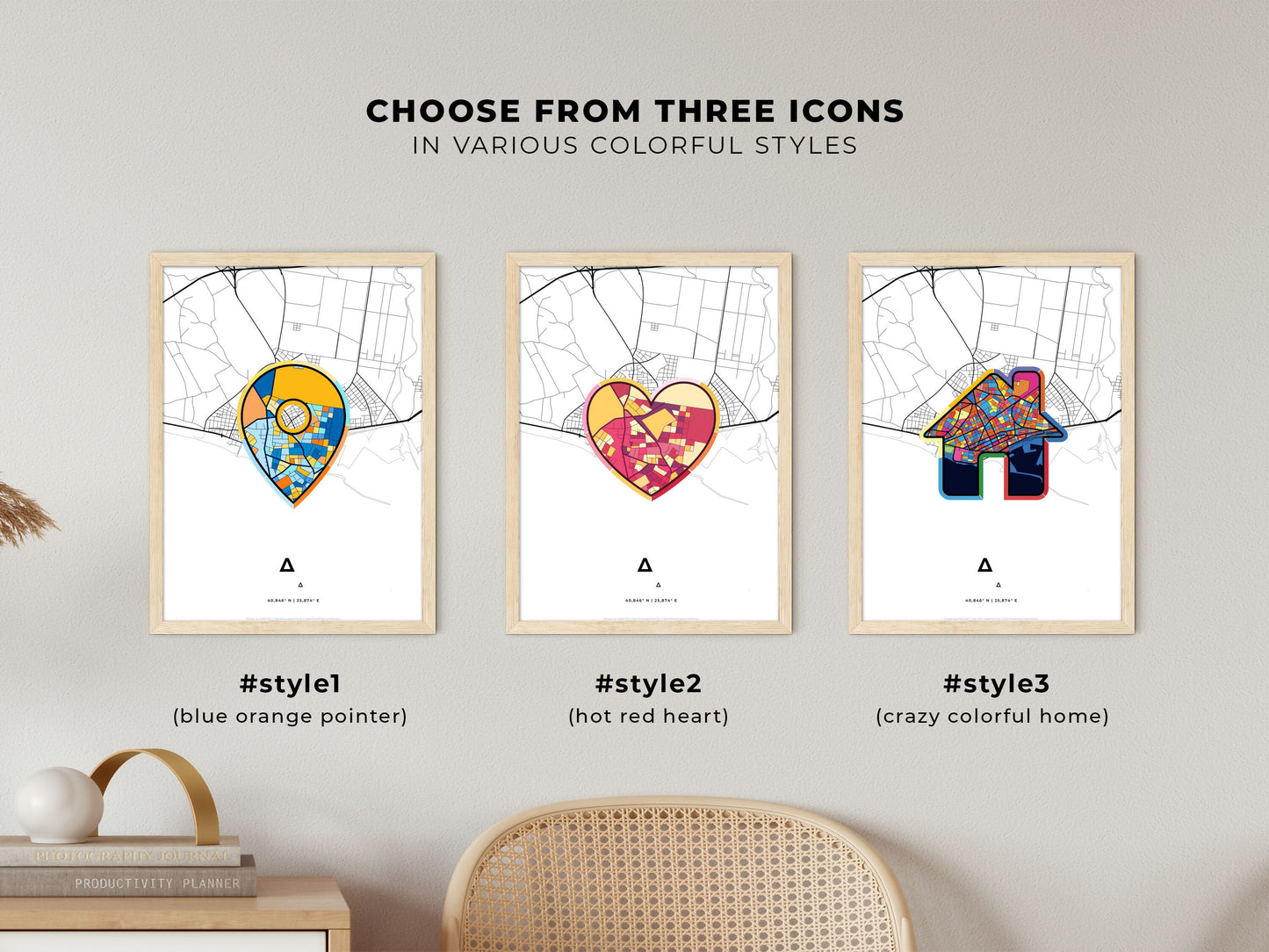 Alexandroupoli Greece maps with colorful icons